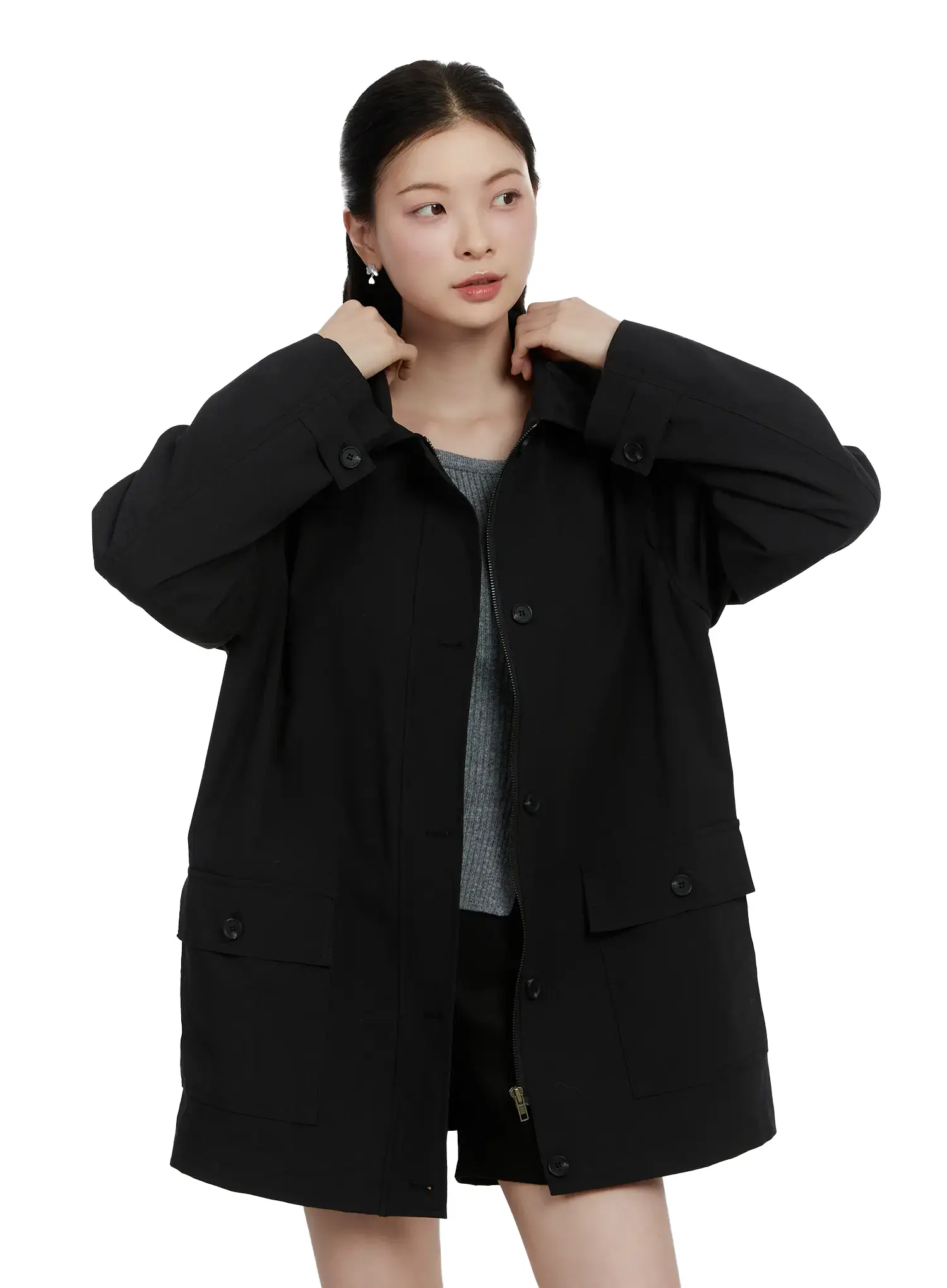 Chic Oversized Cotton Jacket F502 - Image 2
