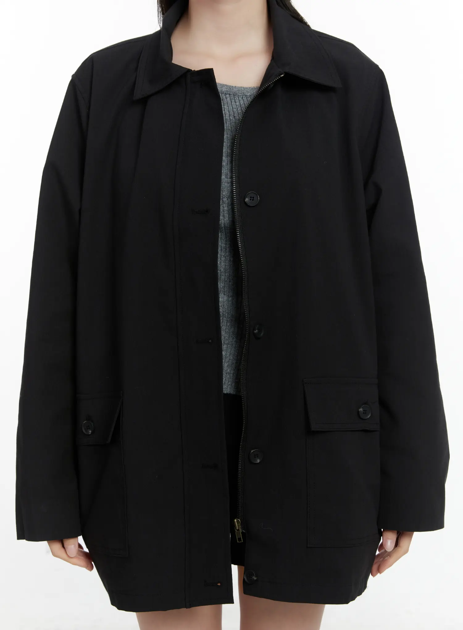 Chic Oversized Cotton Jacket F502 - Image 4