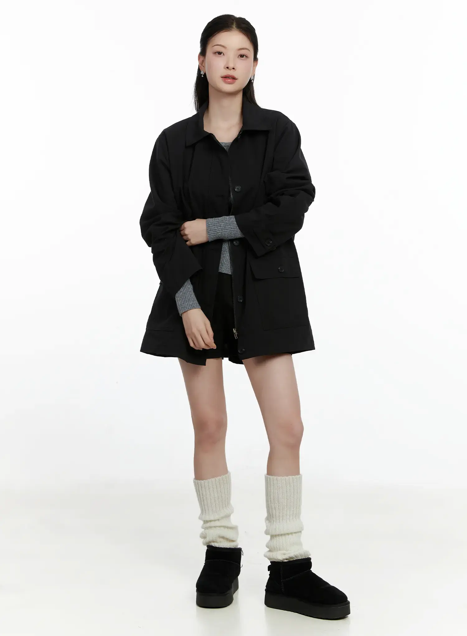 Chic Oversized Cotton Jacket F502 - Image 9