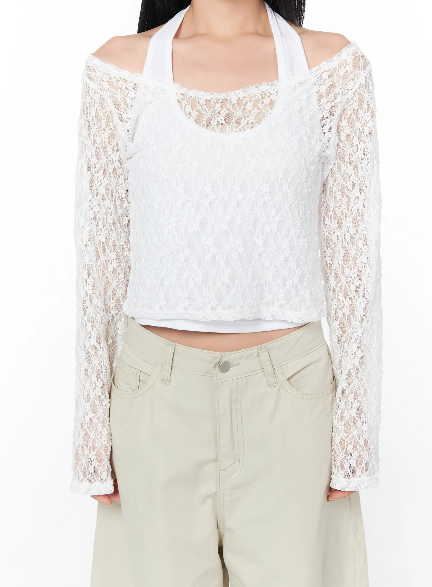 Chic Sheer Lace Top Set CY512 - Image 8