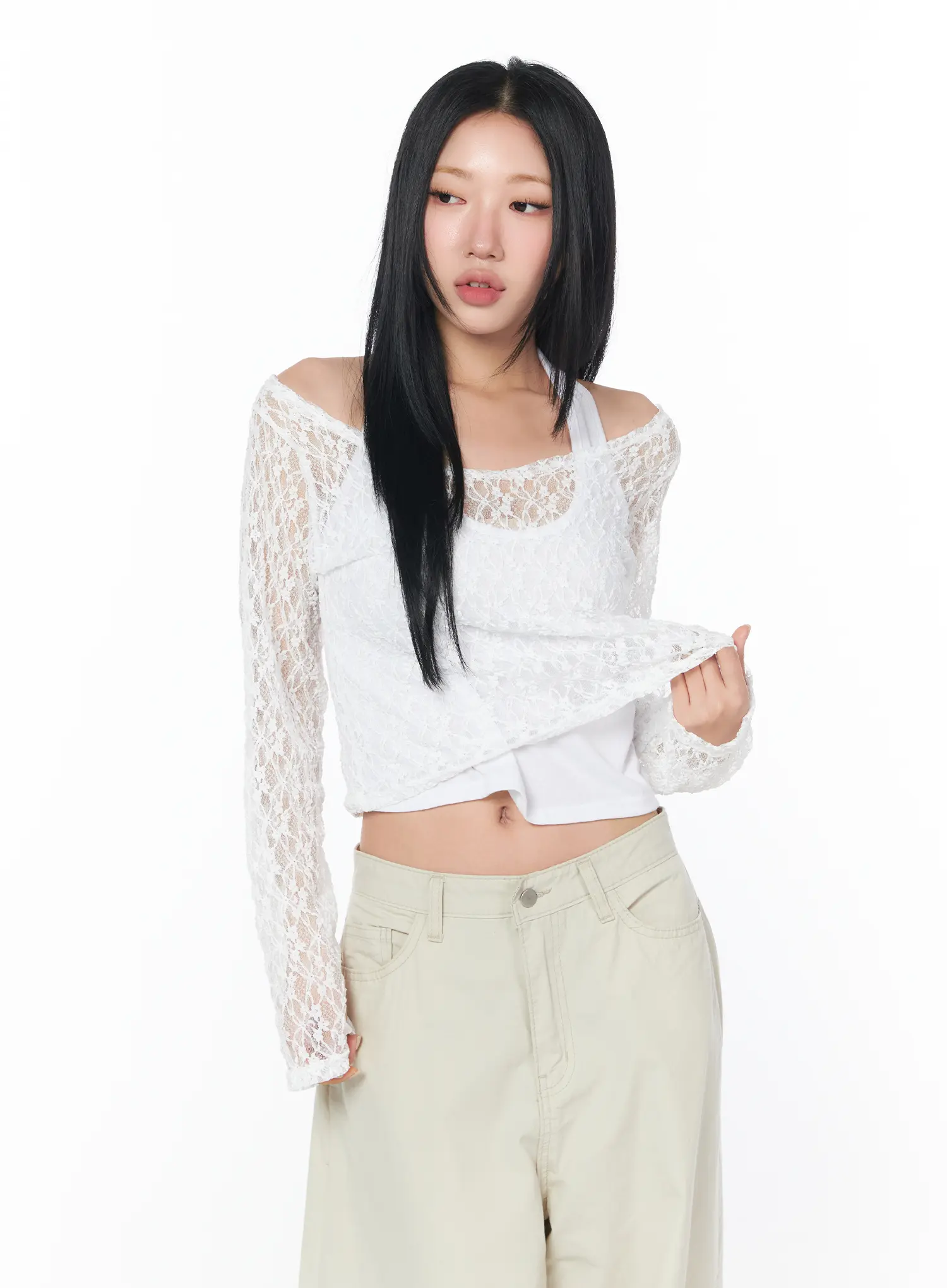Chic Sheer Lace Top Set CY512 - Image 9
