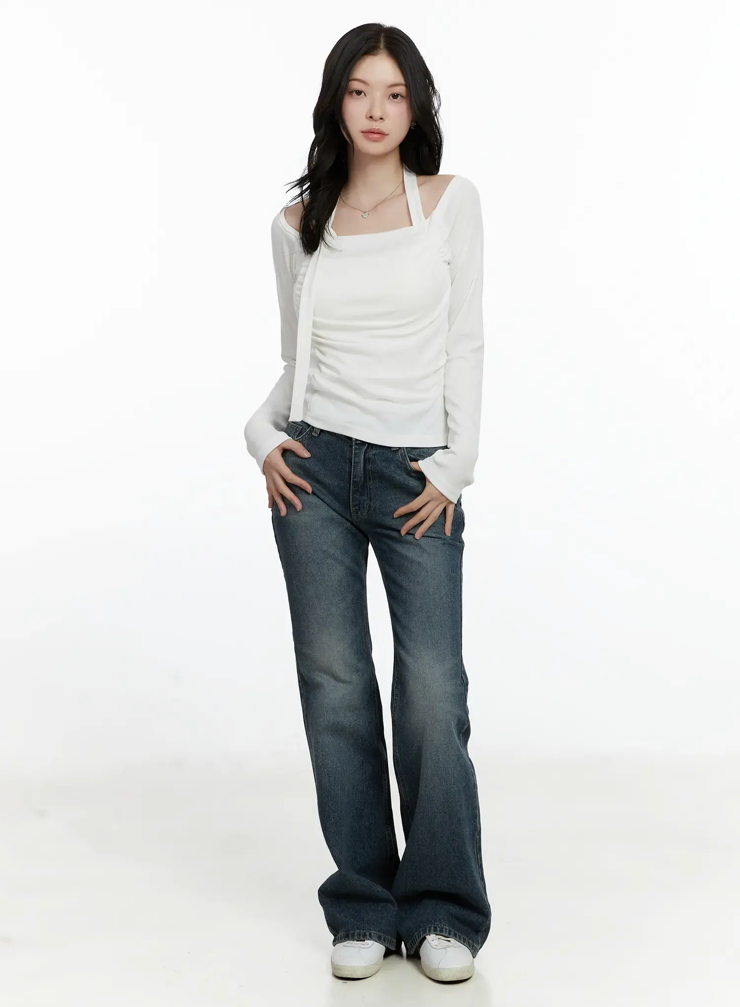 Chic Shirred Halter Long Sleeve Top F502 - Image 2