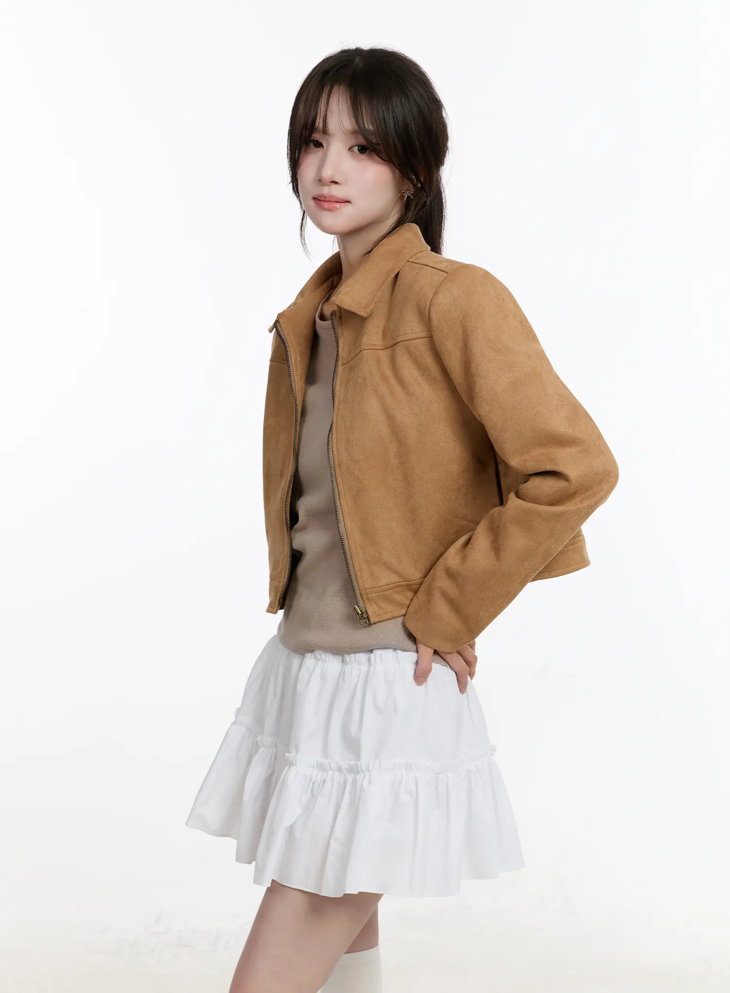 Chic Suede Zip-Up Jacket CM505 - Image 7