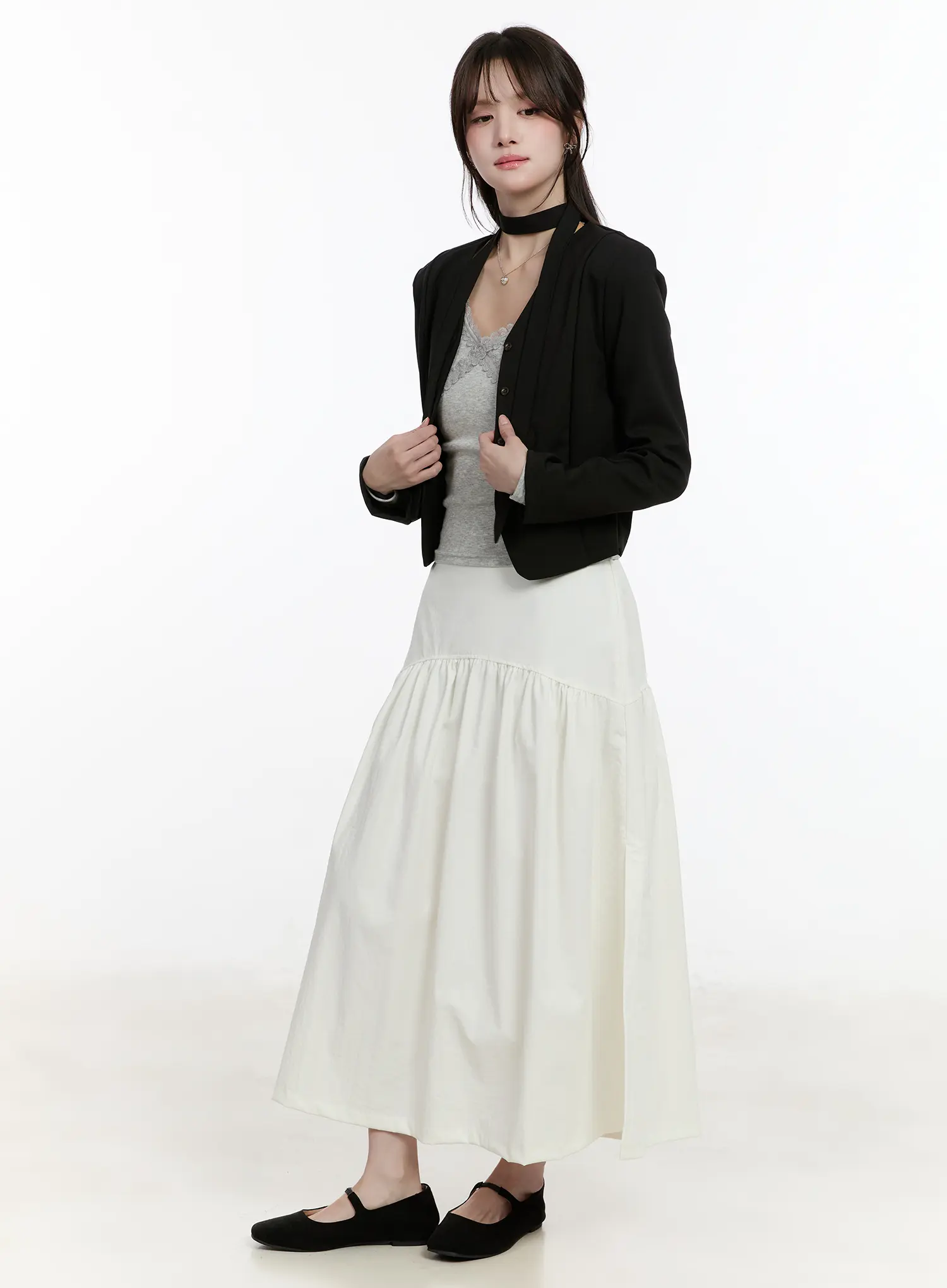 Chic U-Neck Crop Jacket with Scarf CM505 - Image 7