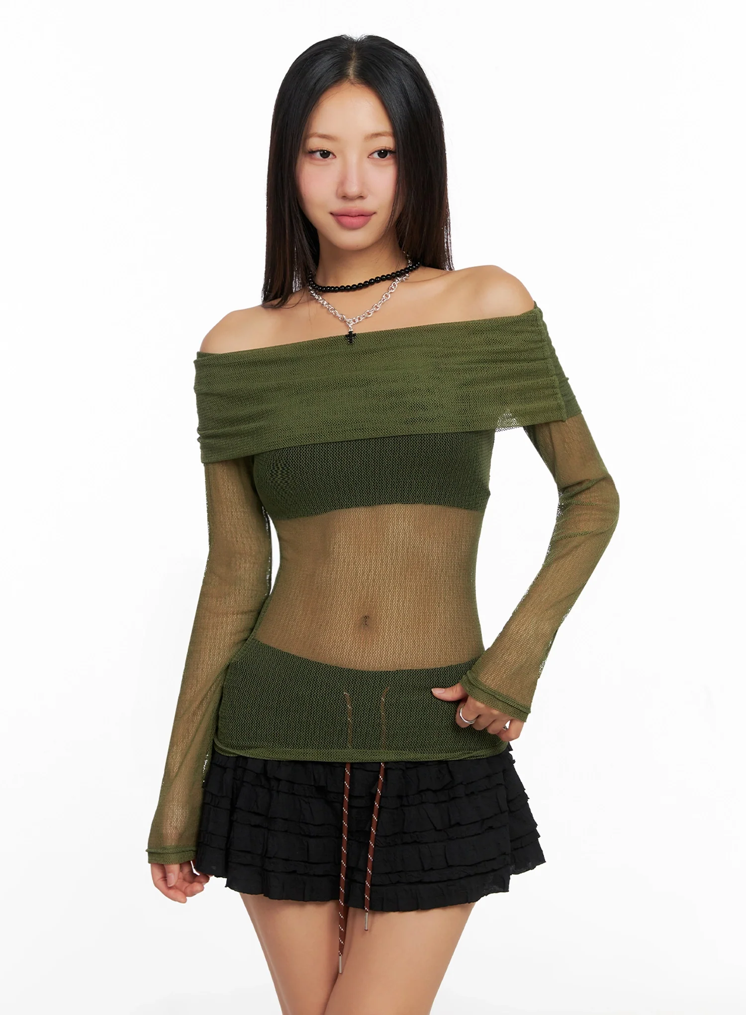 Chich Sheer Off-Shoulder Top IG528 - Image 10