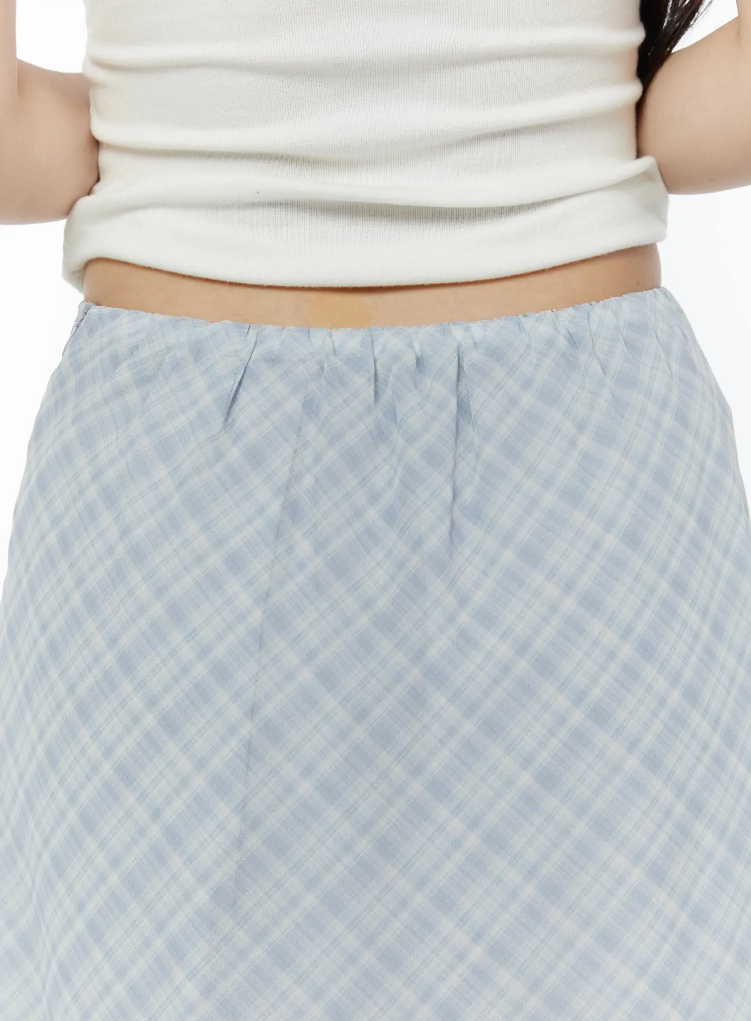 Chiffon Flare Plaid Midi Skirt IY507 - Image 3