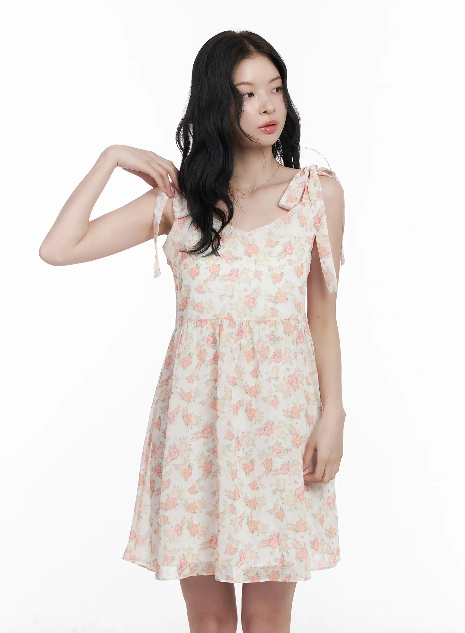 Chiffon Floral Tie Strap Mini Dress CA509 - Image 2