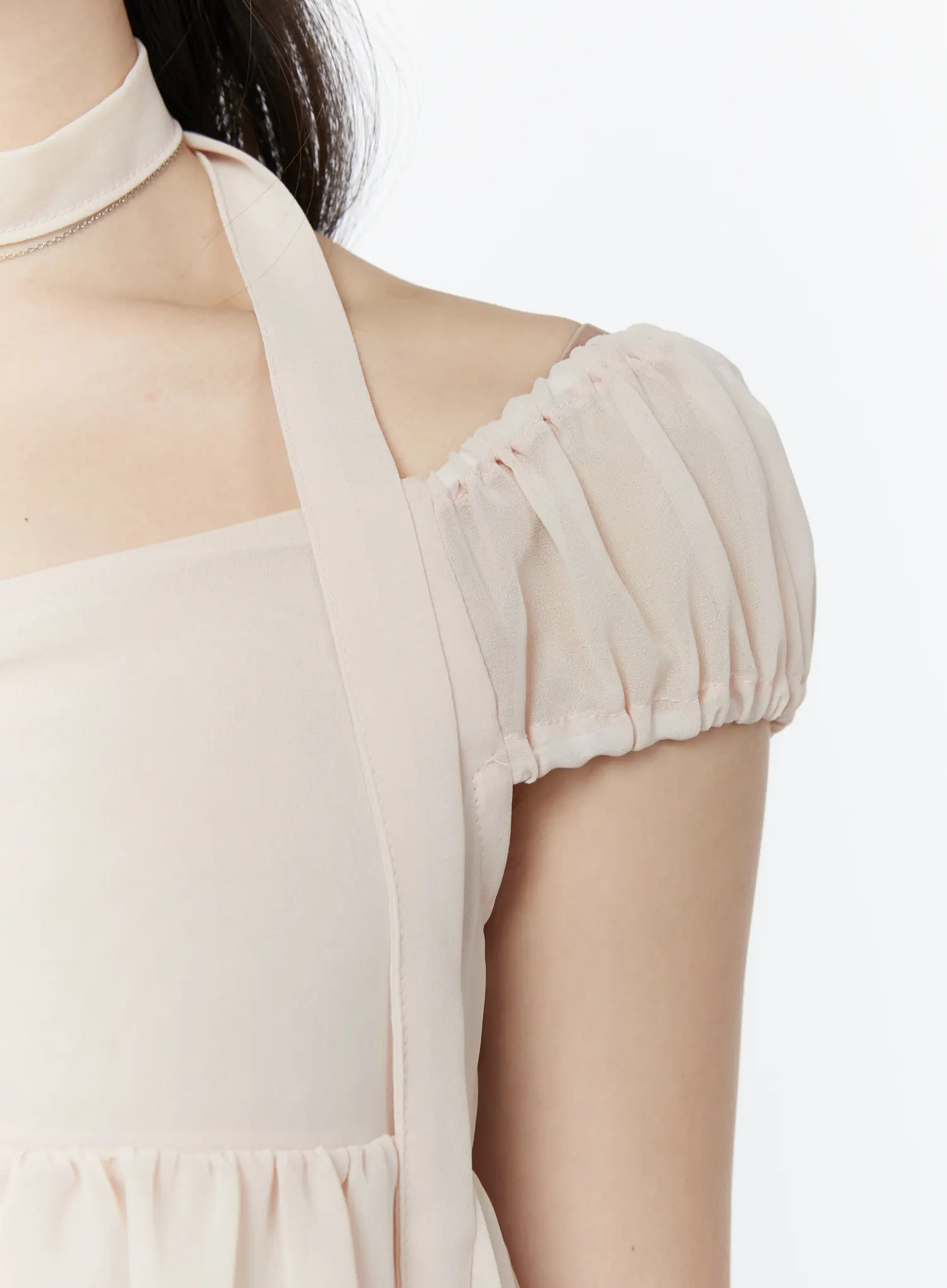 Chiffon Layered Blouse And Skinny Scarf Set IY511 - Image 6