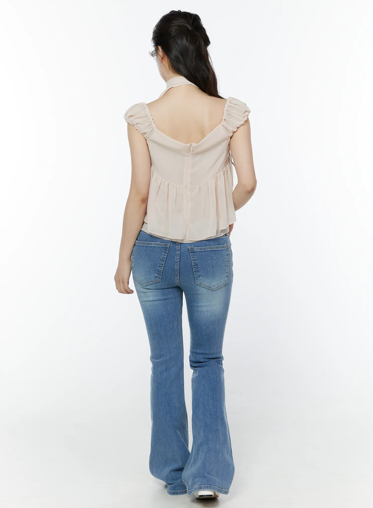 Chiffon Layered Blouse And Skinny Scarf Set IY511 - Image 9