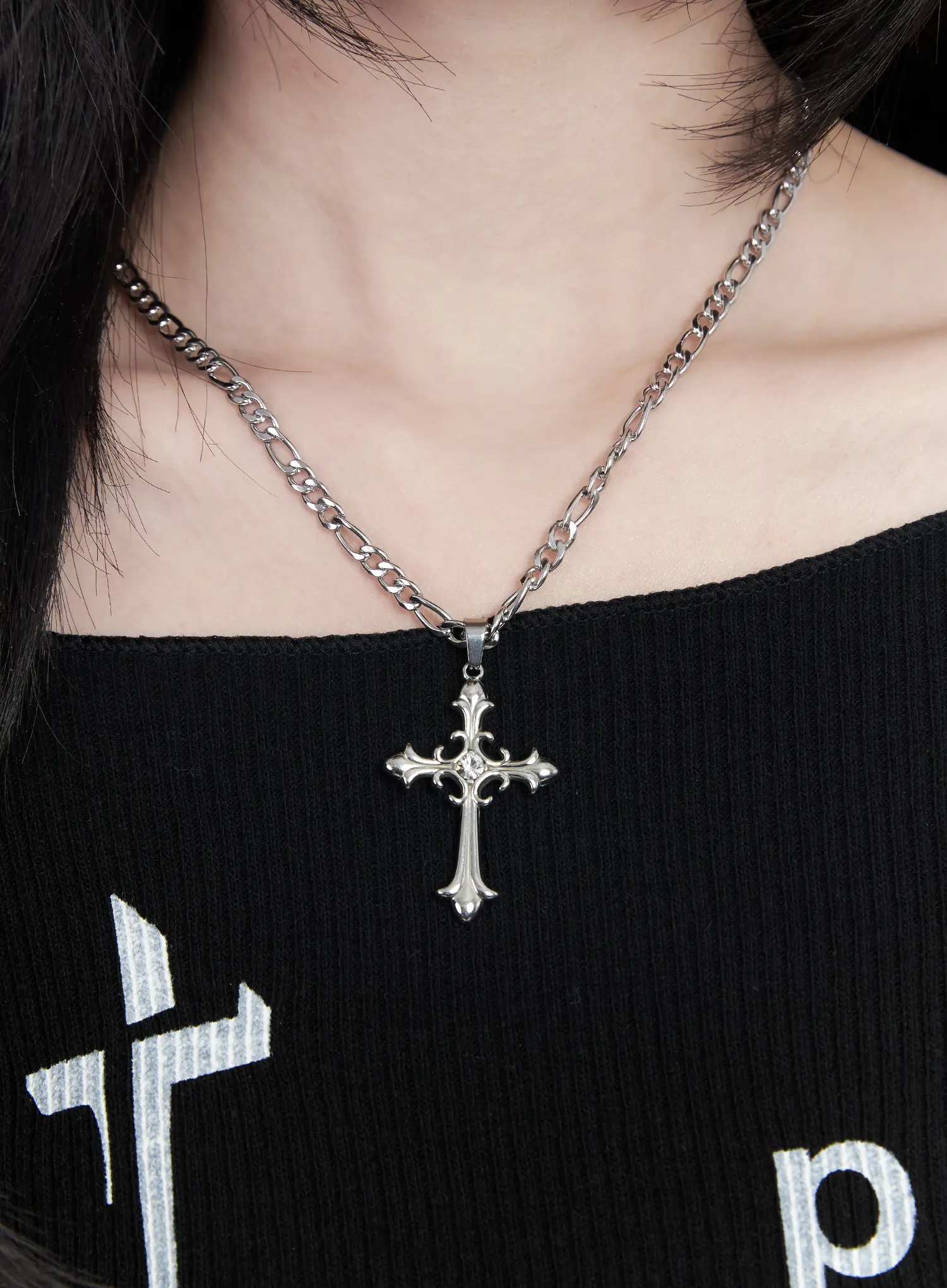 Chunky Chain Cross Necklace CM505