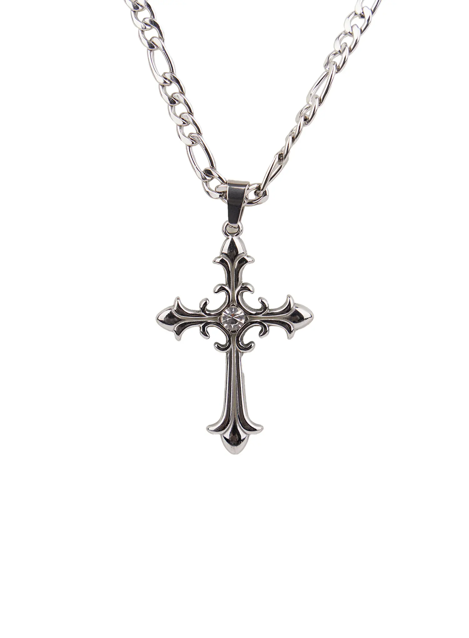 Chunky Chain Cross Necklace CM505 - Image 4