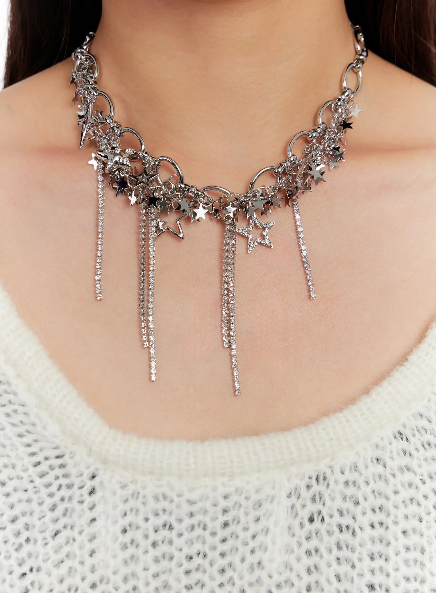 Chunky Starlit Chain Necklace IO527 - Image 2