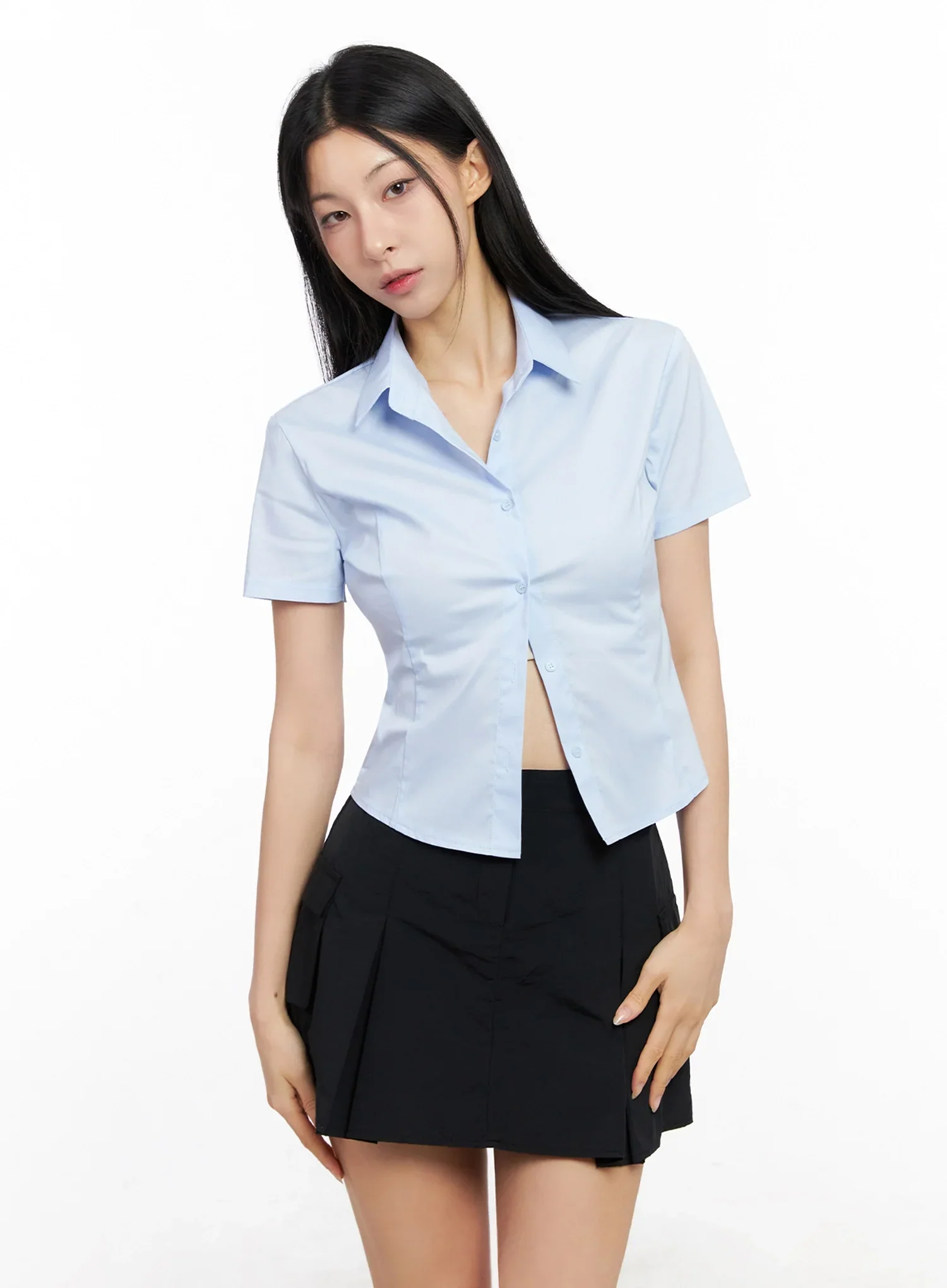 Classic Button-Up Short-Sleeve Shirt IG508 - Image 6