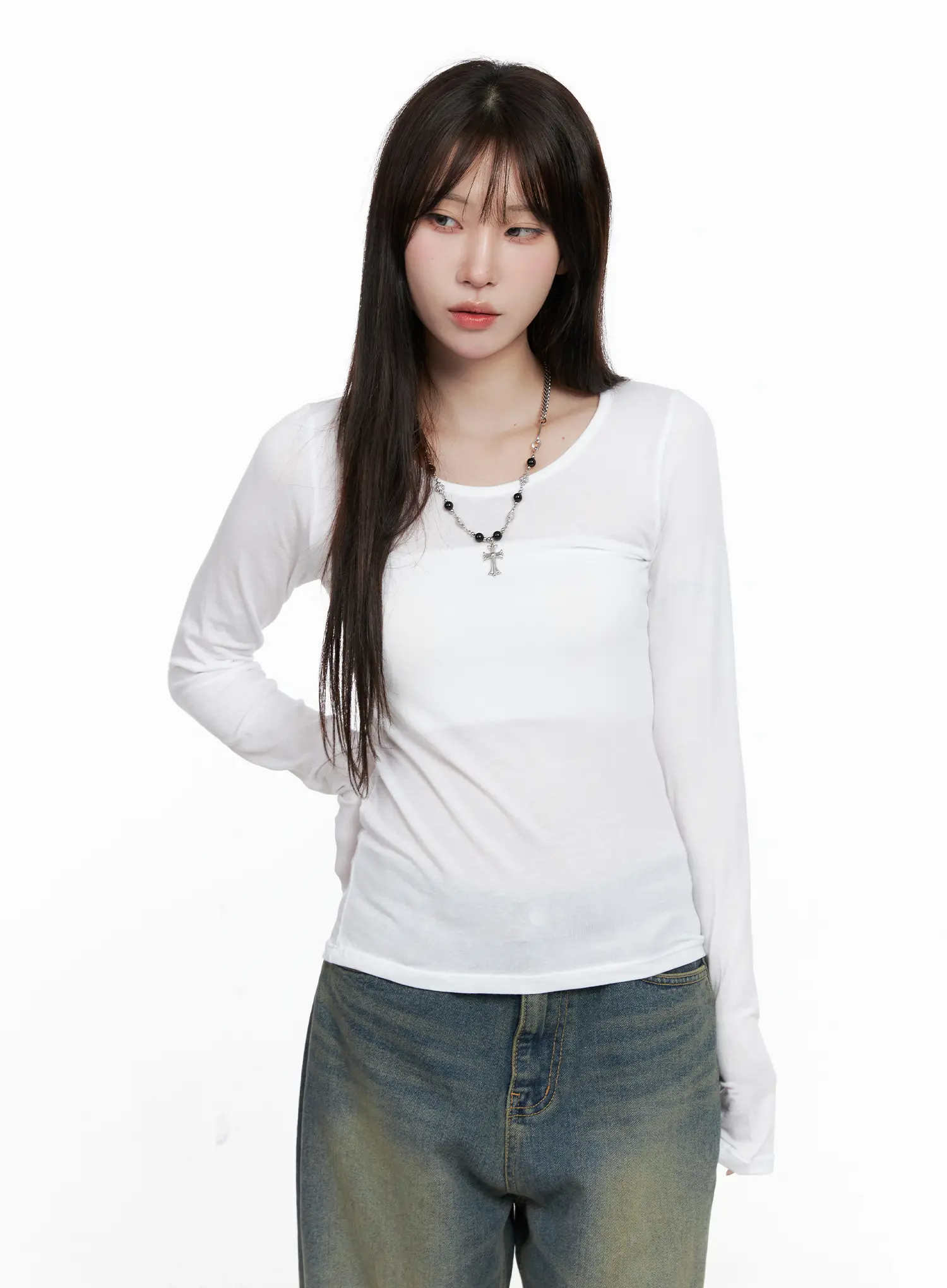 Classic U-Neck Long Sleeve Top CO520 - Image 12