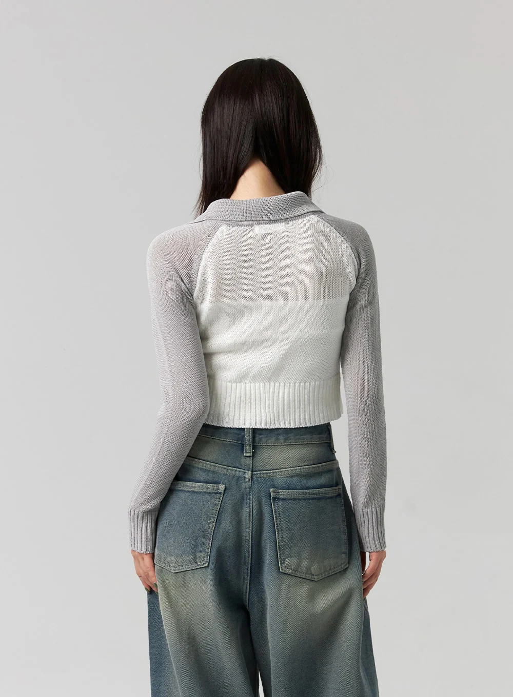Collar Zip-Up Knit Sweater CG330 - Image 5