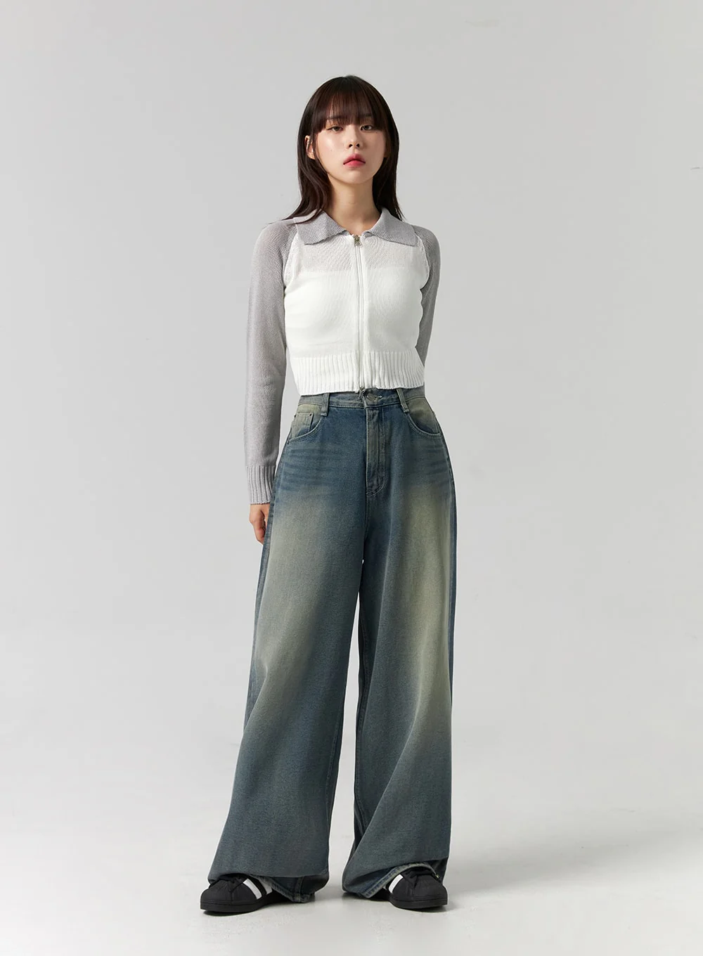 Collar Zip-Up Knit Sweater CG330 - Image 6