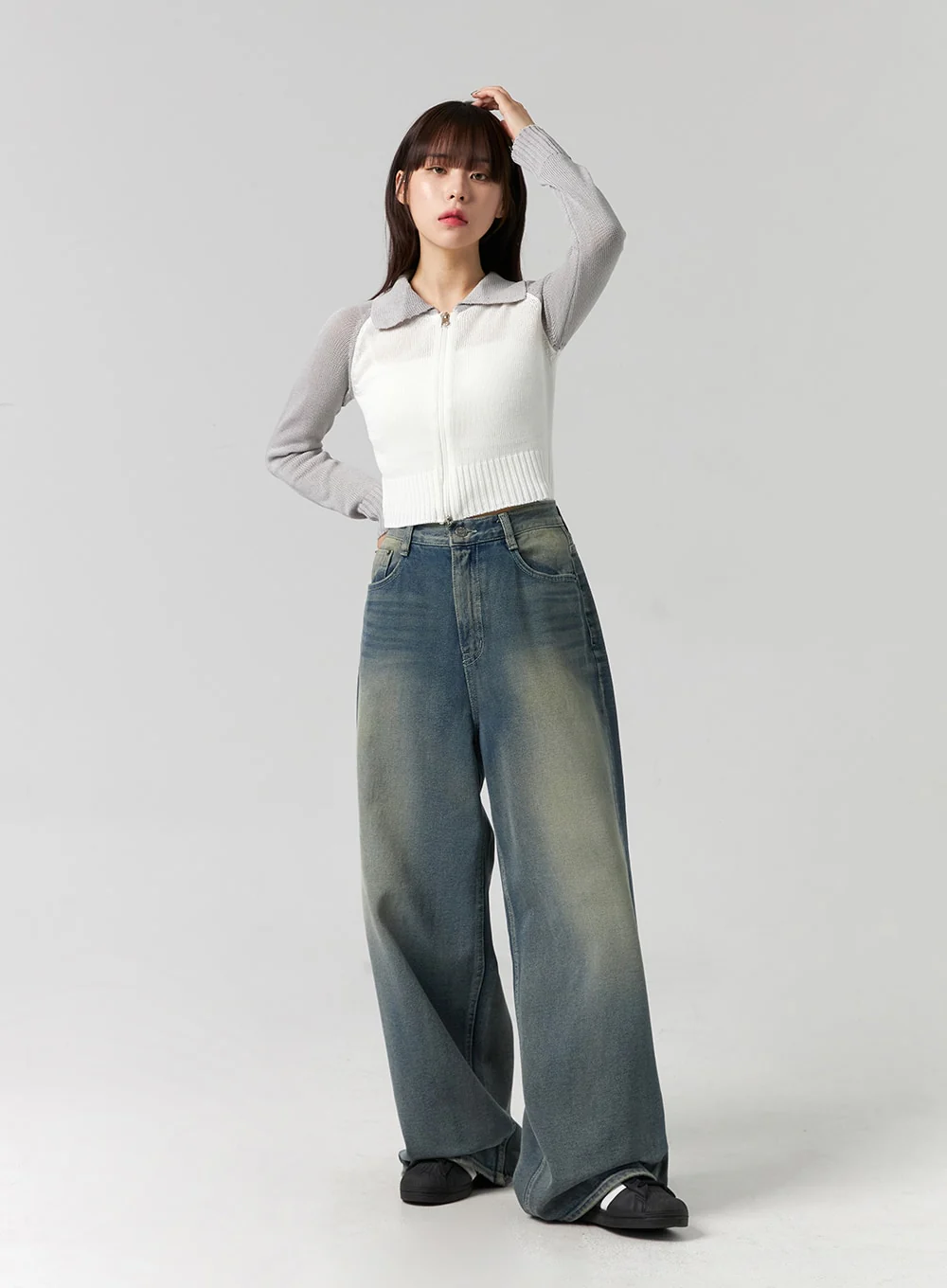 Collar Zip-Up Knit Sweater CG330 - Image 7