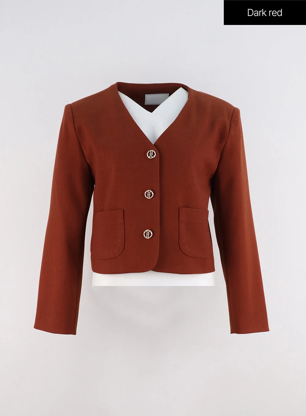 Collarless Crop Blazer Jacket OO312 - Image 9
