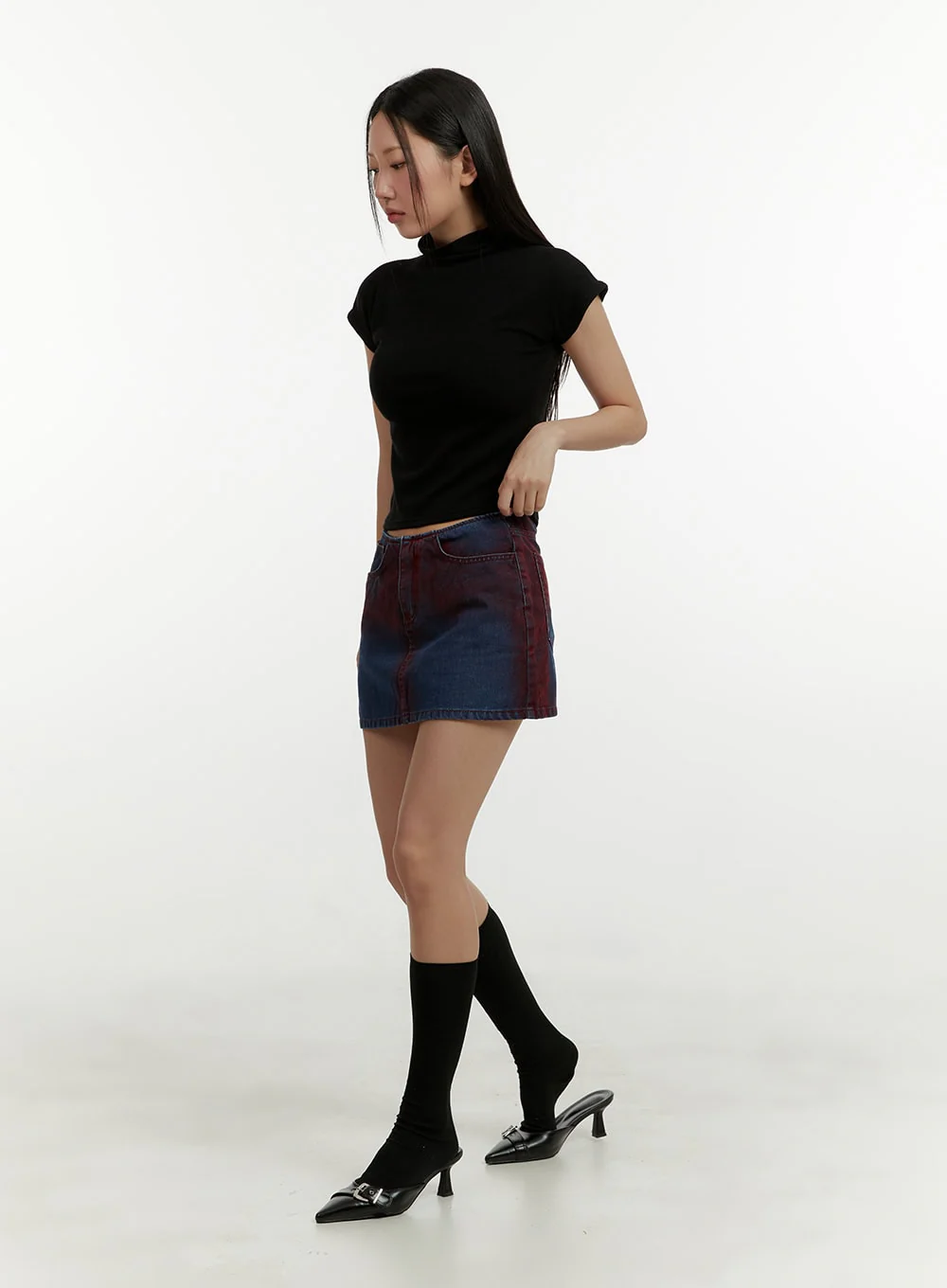 Color Washed Mini Skirt CY408 - Image 5