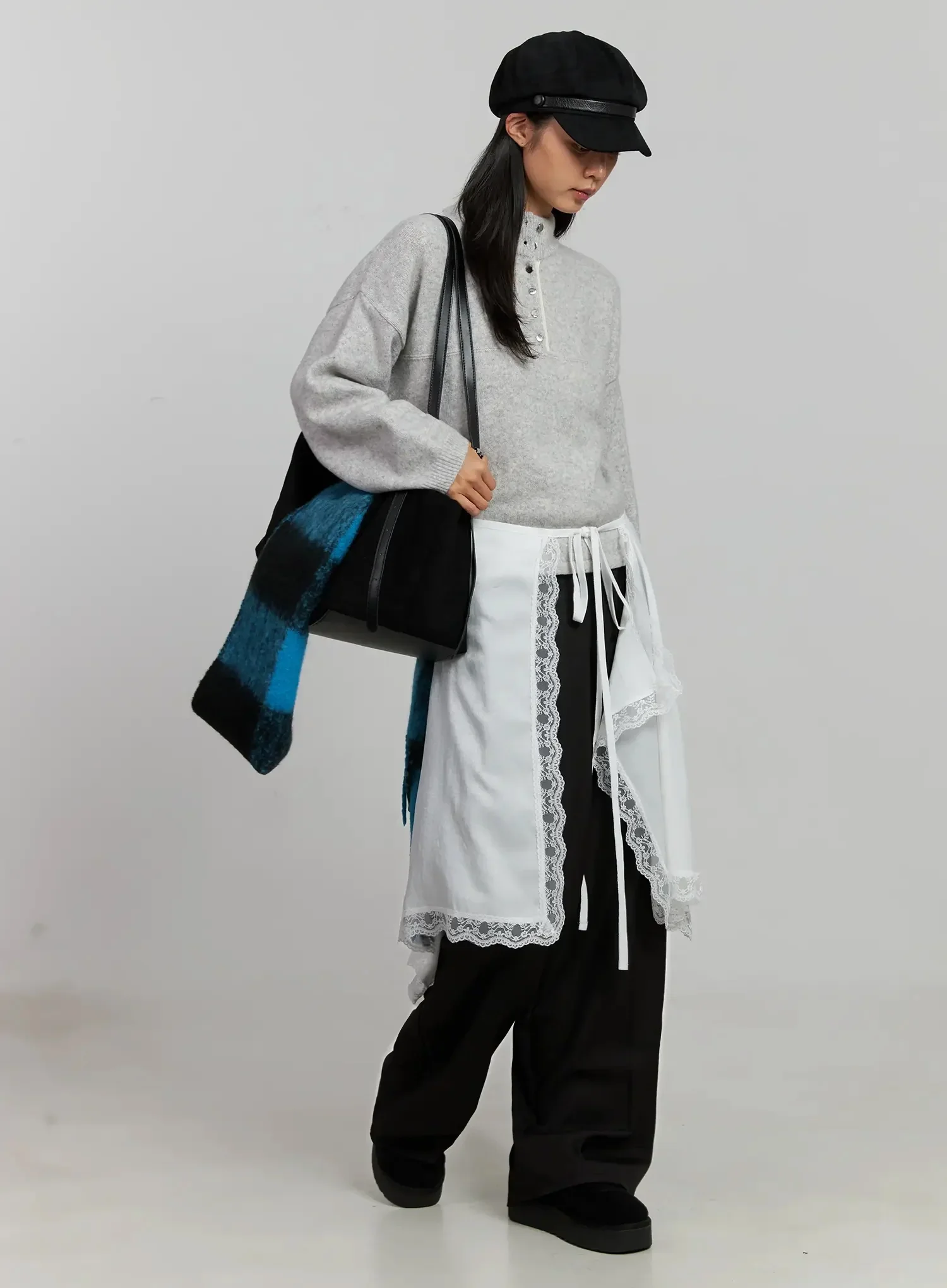 Contrast Collar Knit Top IJ505 - Image 11