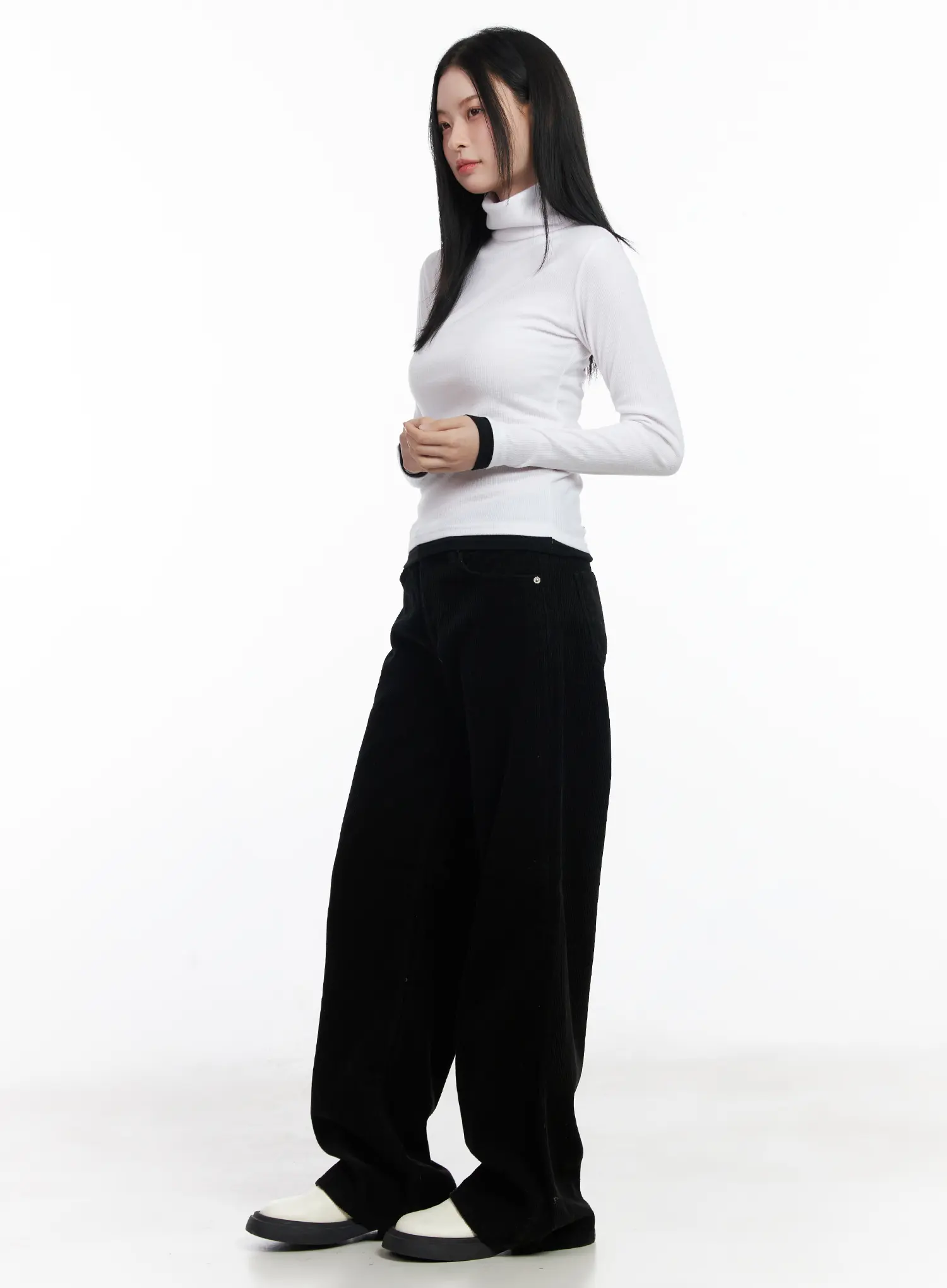 Contrast Cuff Turtleneck Long Sleeve Top CJ520 - Image 3