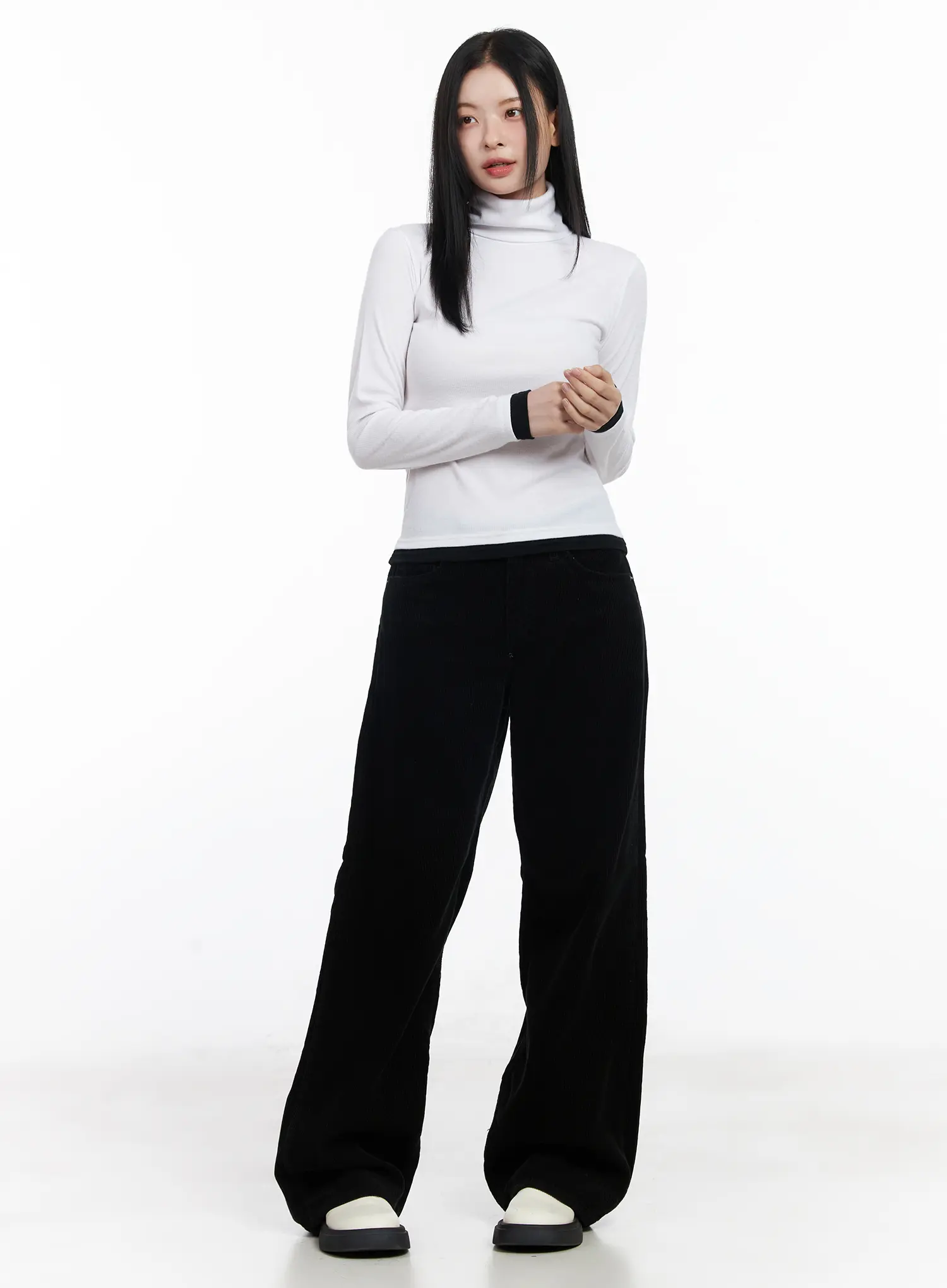 Contrast Cuff Turtleneck Long Sleeve Top CJ520 - Image 5