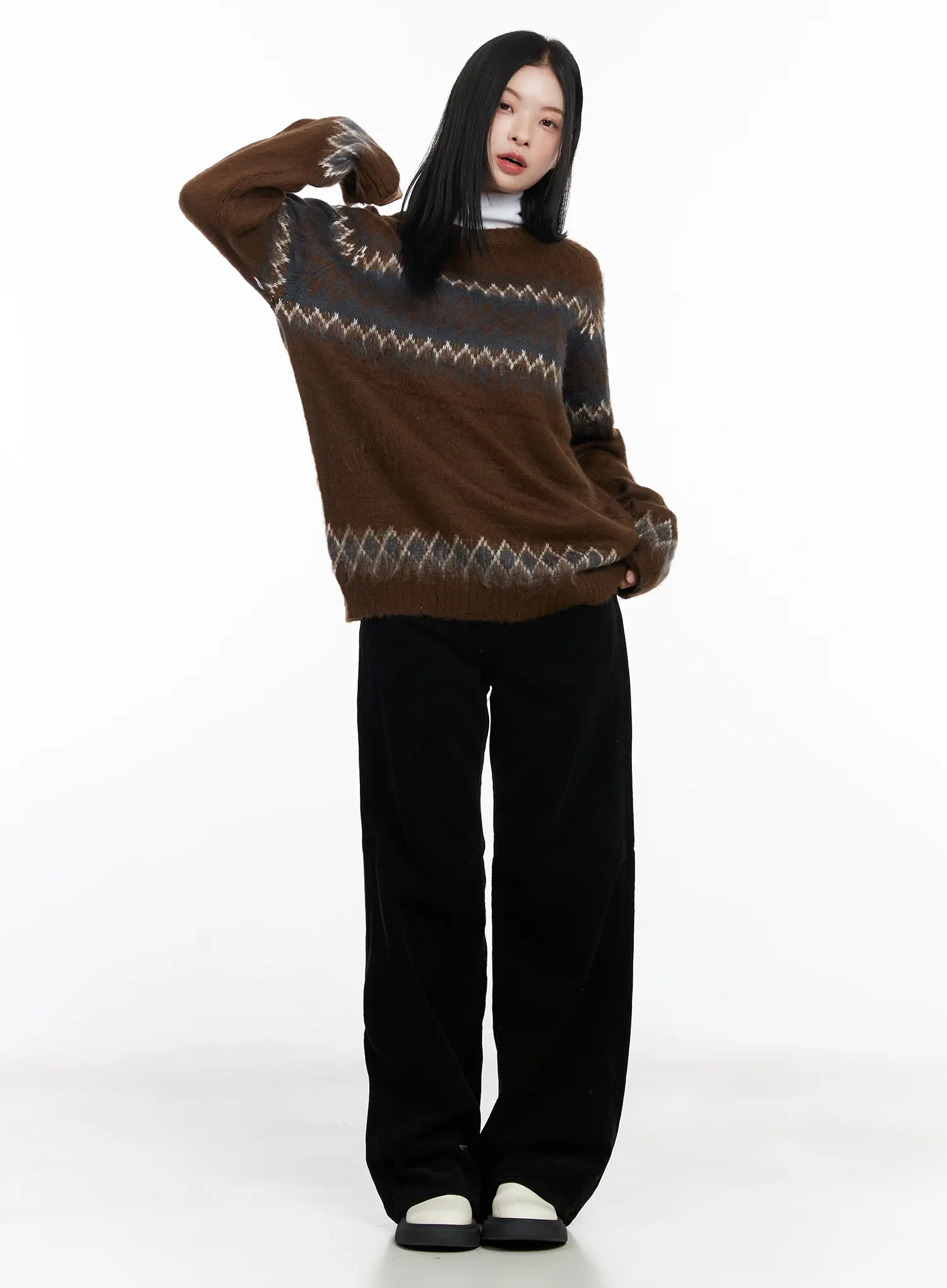 Contrast Cuff Turtleneck Long Sleeve Top CJ520 - Image 6