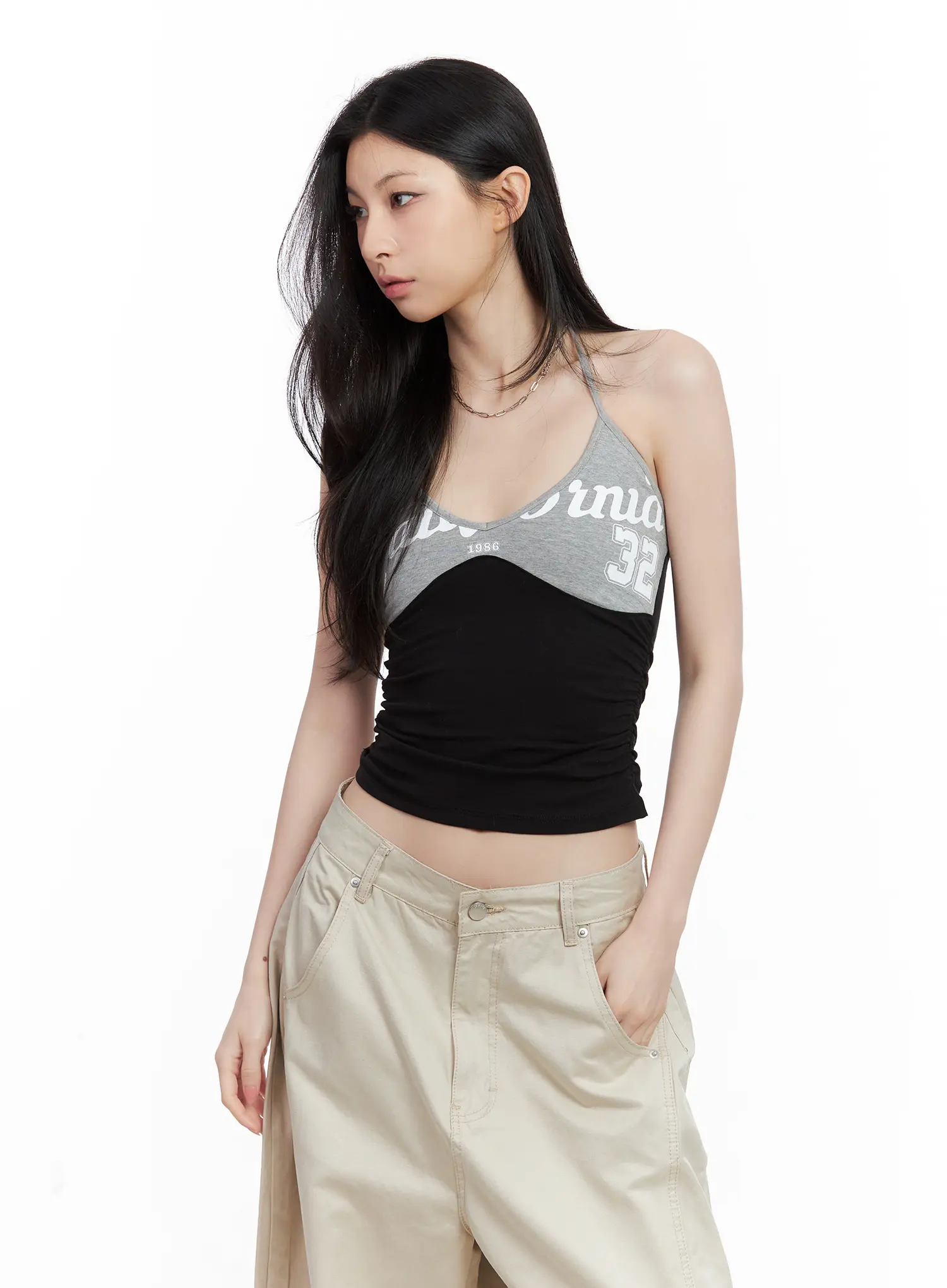 Contrast Graphic Halter Top CU530 - Image 12