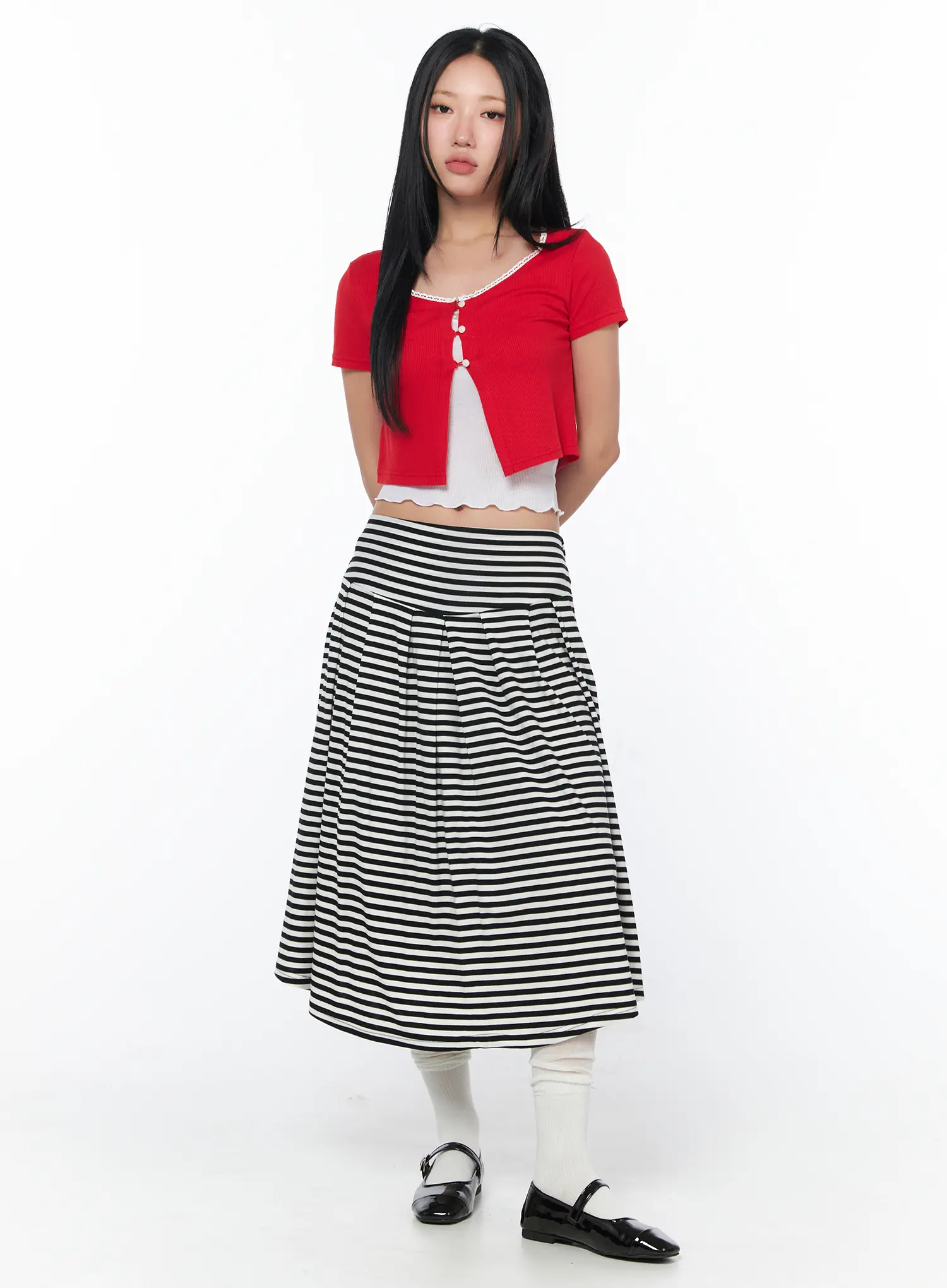 Contrast Lace Crop Cardigan CY512 - Image 3