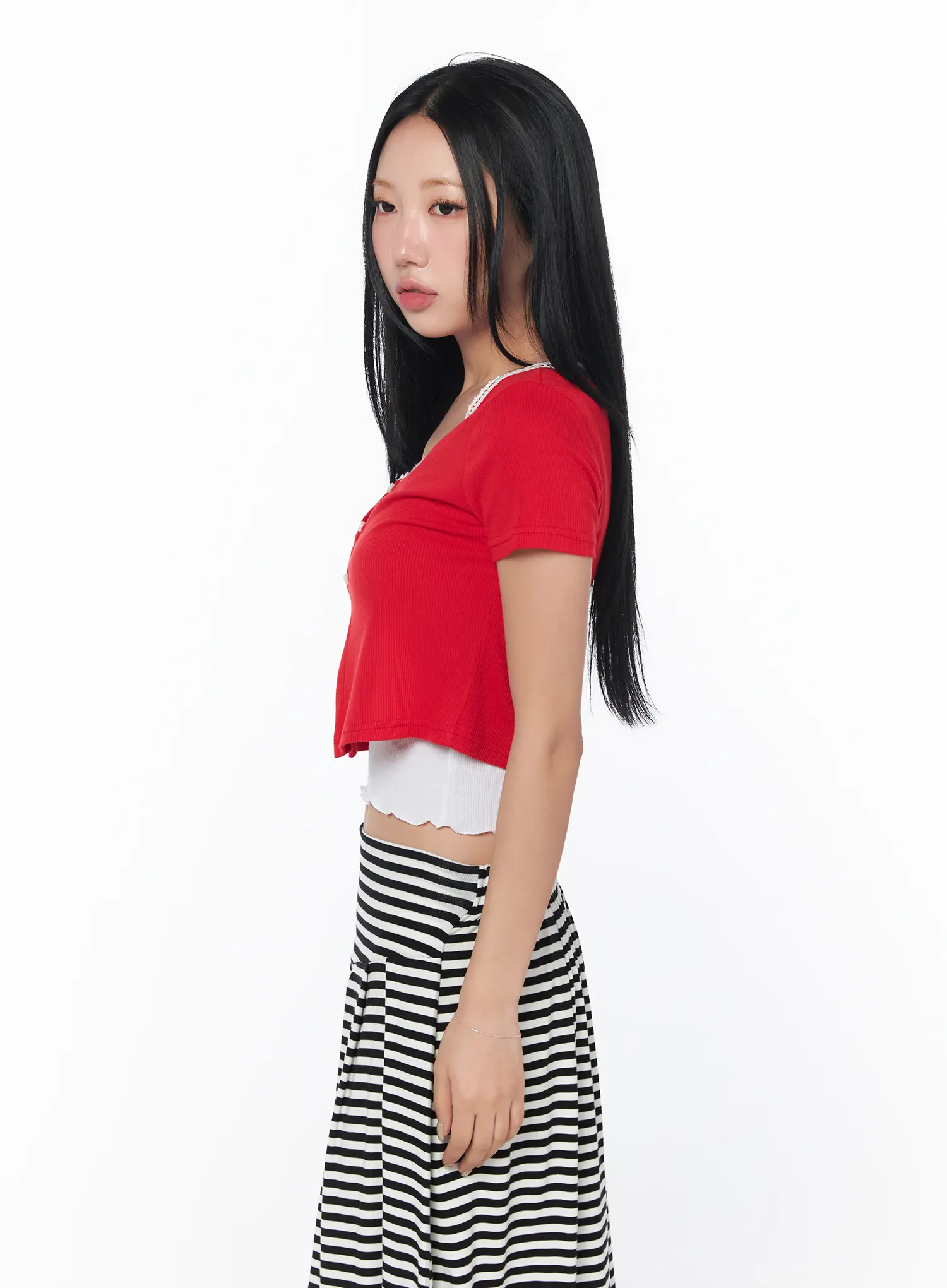 Contrast Lace Crop Cardigan CY512 - Image 6