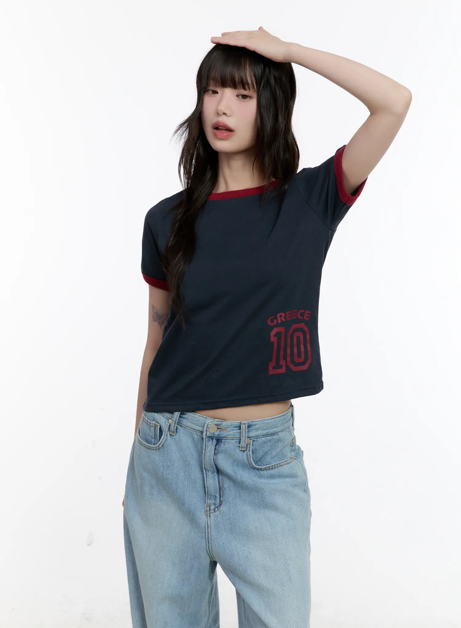 Contrast Trim Graphic Baby Tee CL507 - Image 4