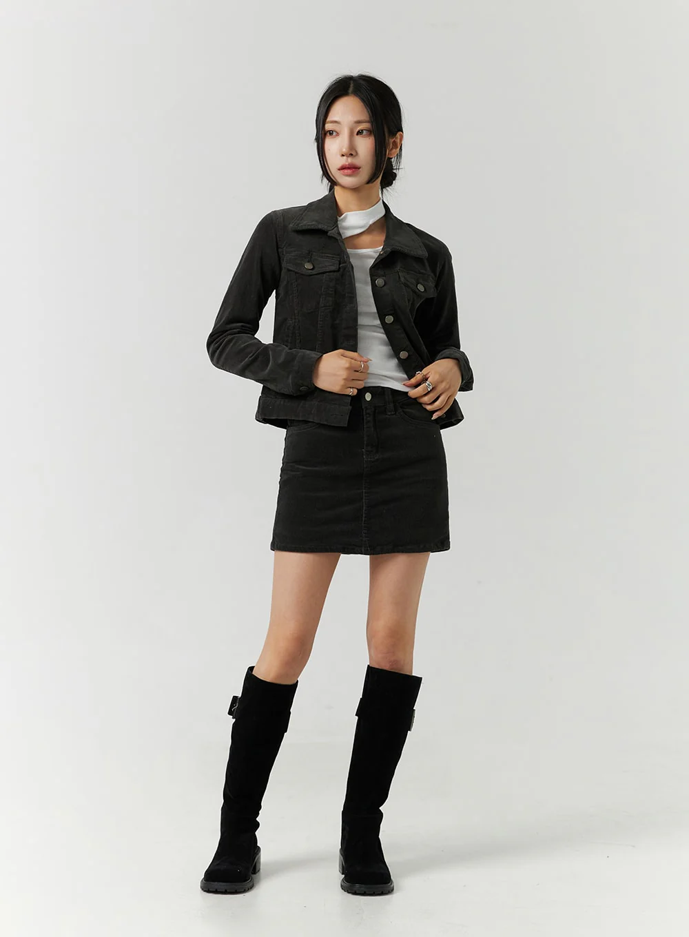 Cotton Blend Button Cropped Jacket CJ303 - Image 19