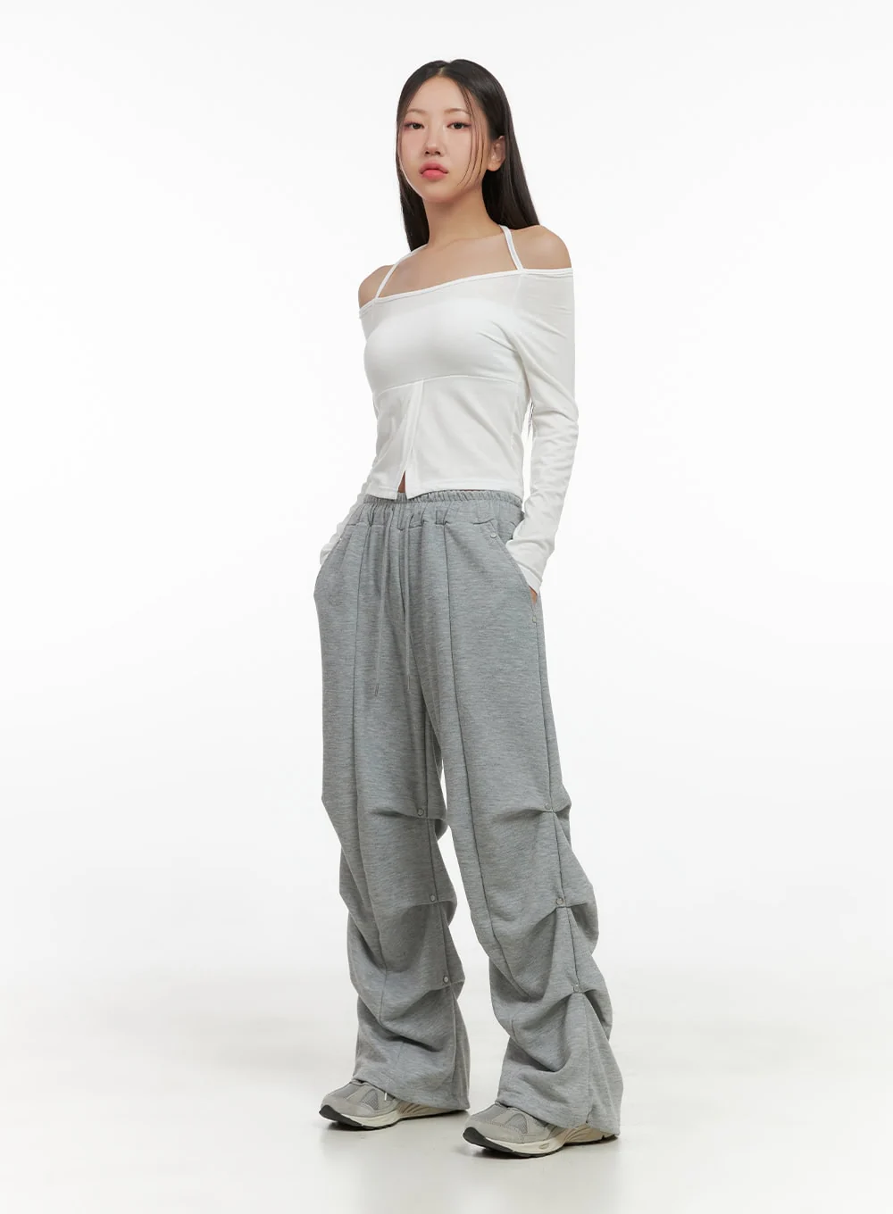 Cotton Pintuck Banded Sweatpants CS405 - Image 2