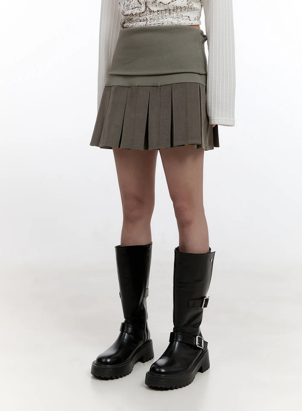 Cotton Pleated Mini Skirt CN425 - Image 7