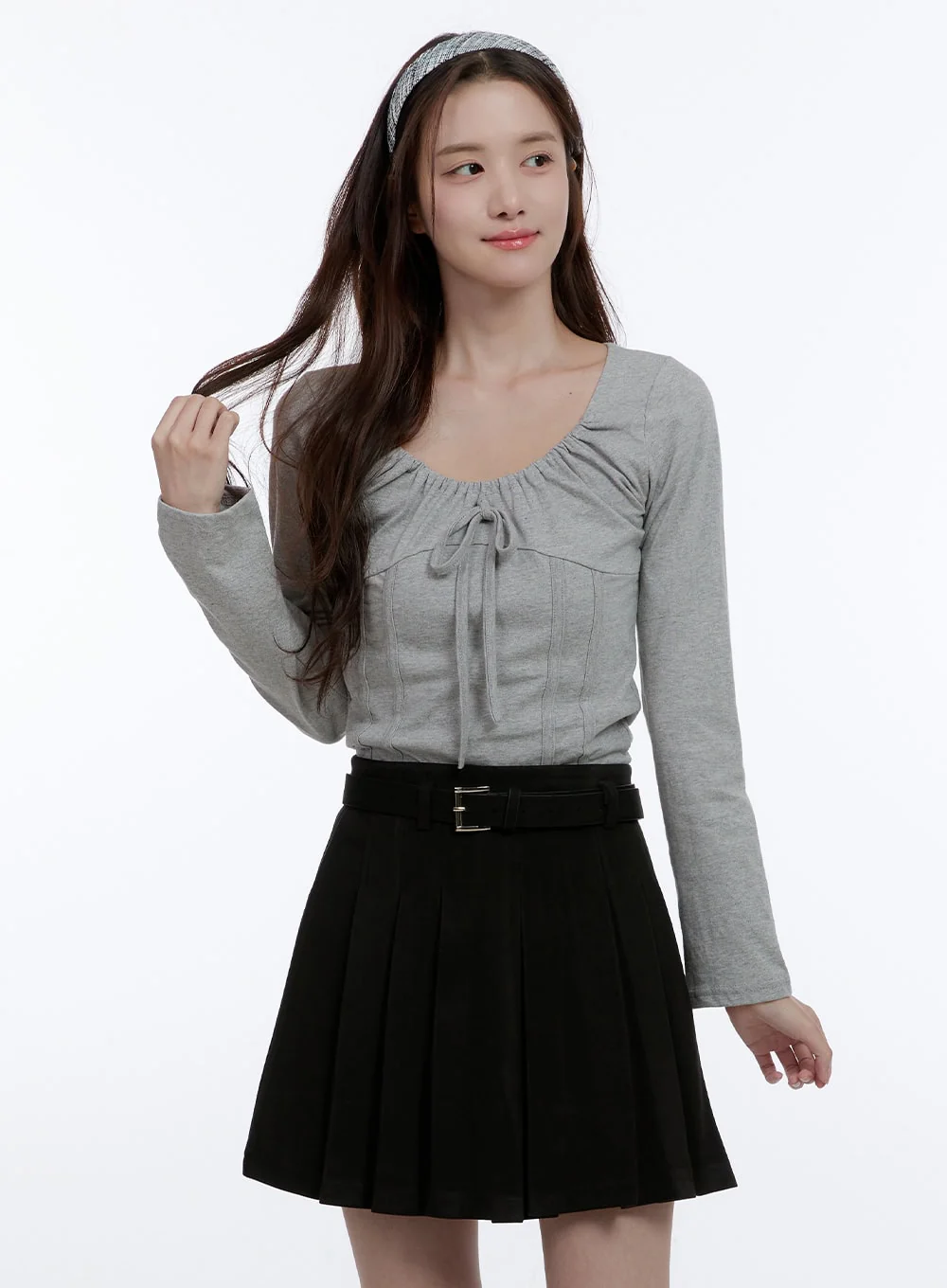 Cotton Ribbon Long Sleeve Top OO407 - Image 4