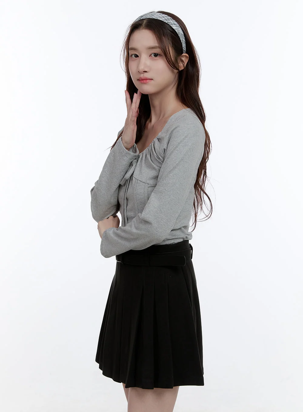 Cotton Ribbon Long Sleeve Top OO407 - Image 5