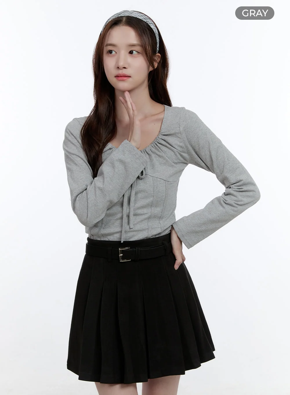Cotton Ribbon Long Sleeve Top OO407 - Image 7