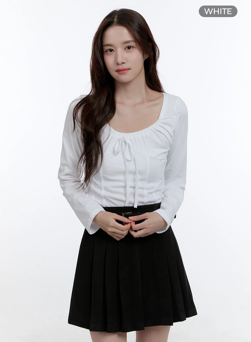 Cotton Ribbon Long Sleeve Top OO407 - Image 8