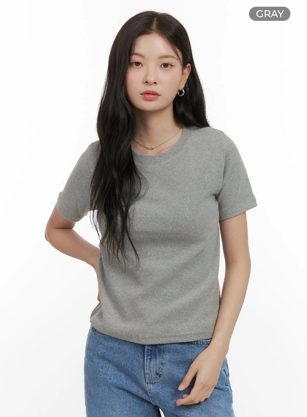 Cotton Slim Fit Round Neck Tee OS423 - Image 8