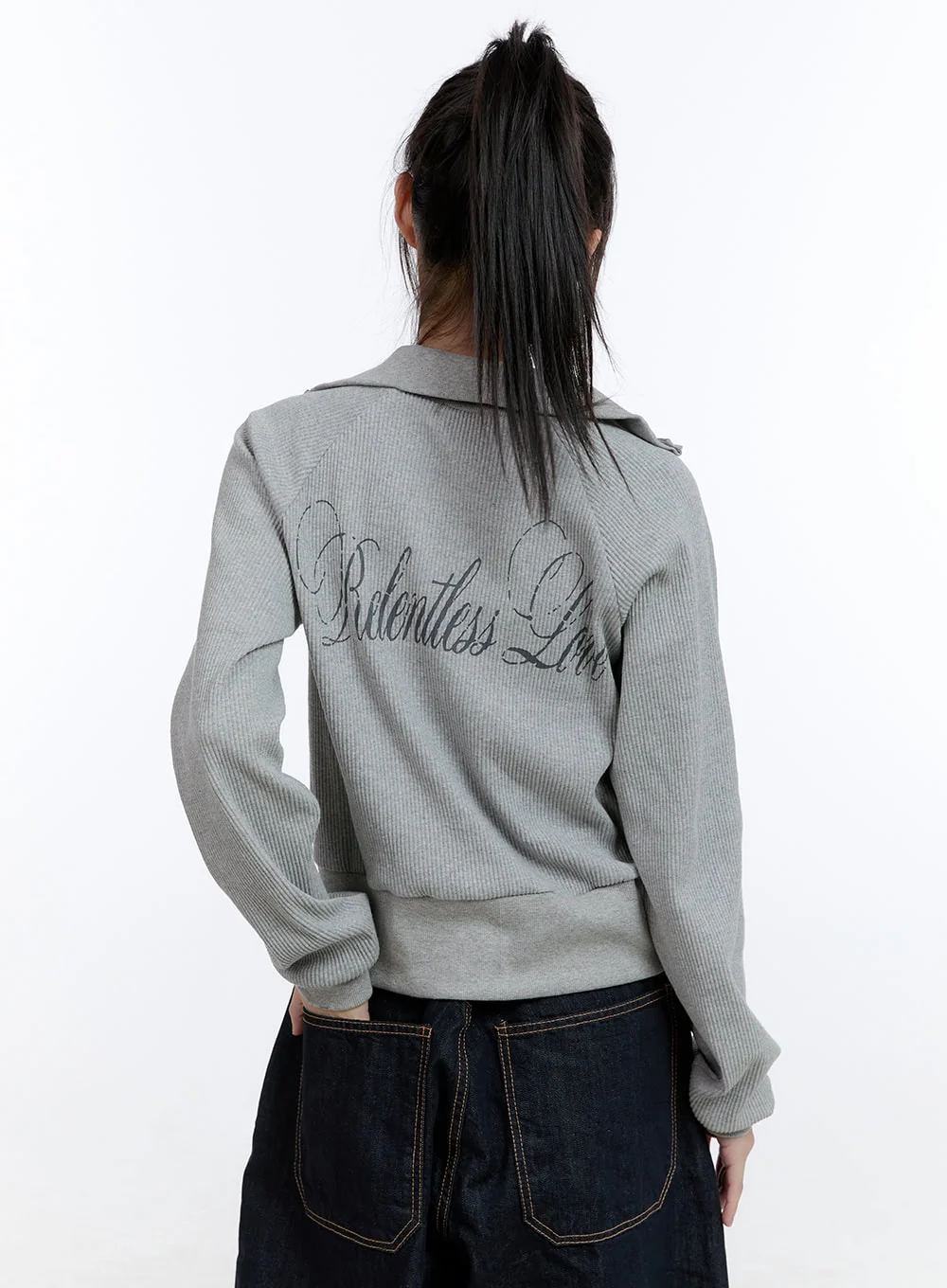 Cotton Two-Way Zip-Up Graphic Sweat Hoodie CG413 - Image 7