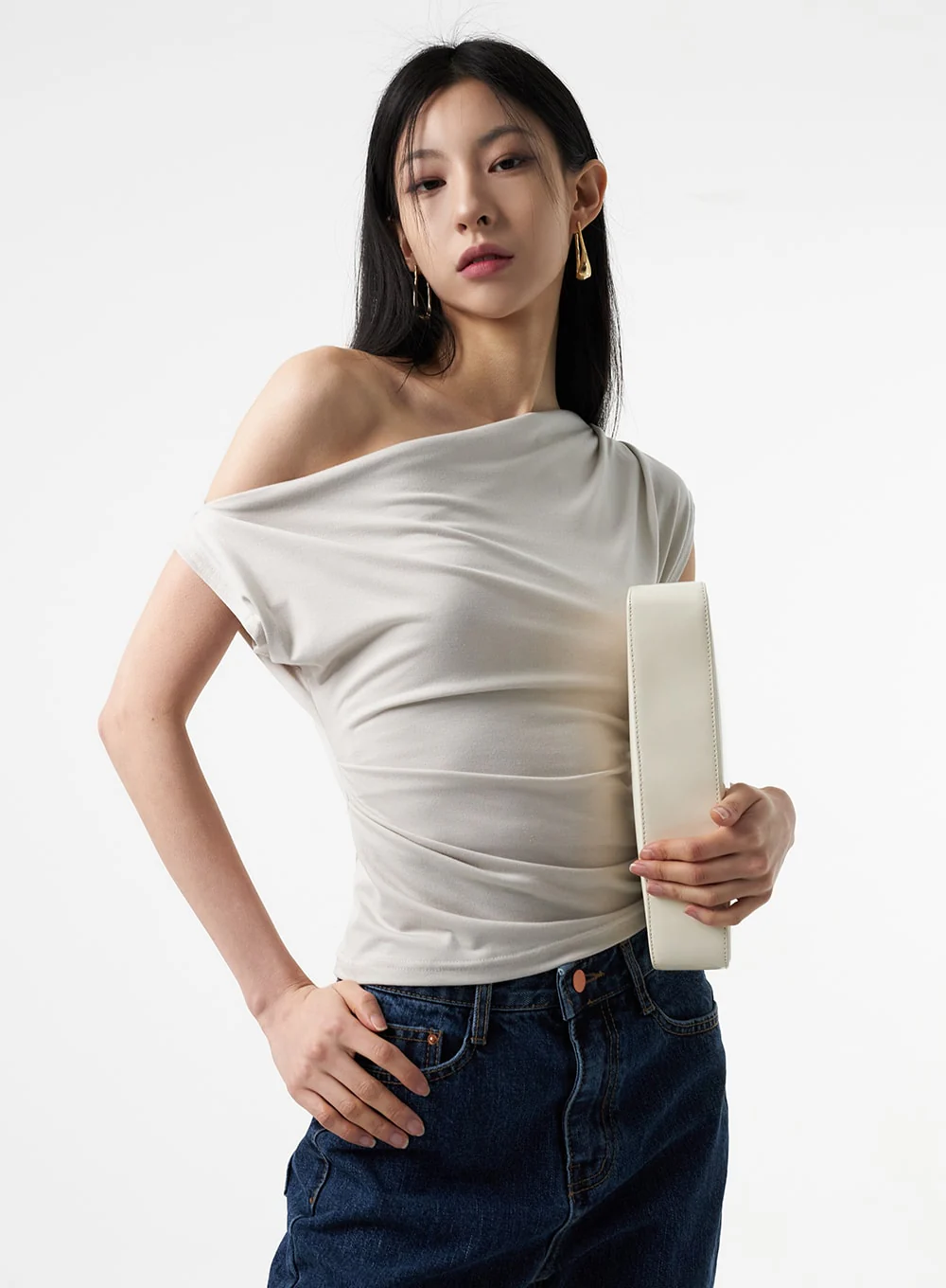 Cowl Neck Off-Shoulder Tee IA325 - Image 2