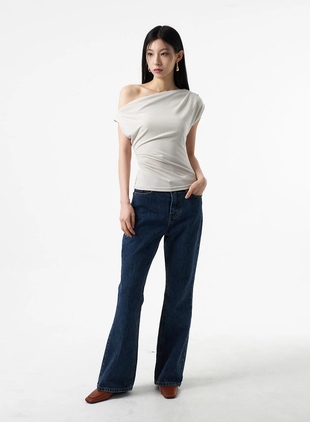 Cowl Neck Off-Shoulder Tee IA325 - Image 3