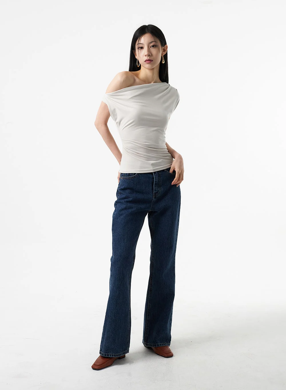 Cowl Neck Off-Shoulder Tee IA325 - Image 4