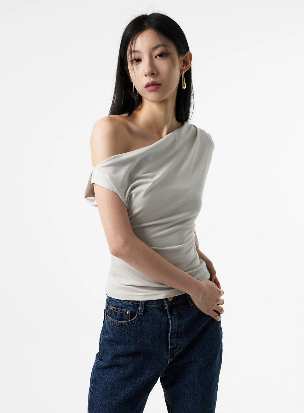 Cowl Neck Off-Shoulder Tee IA325 - Image 5