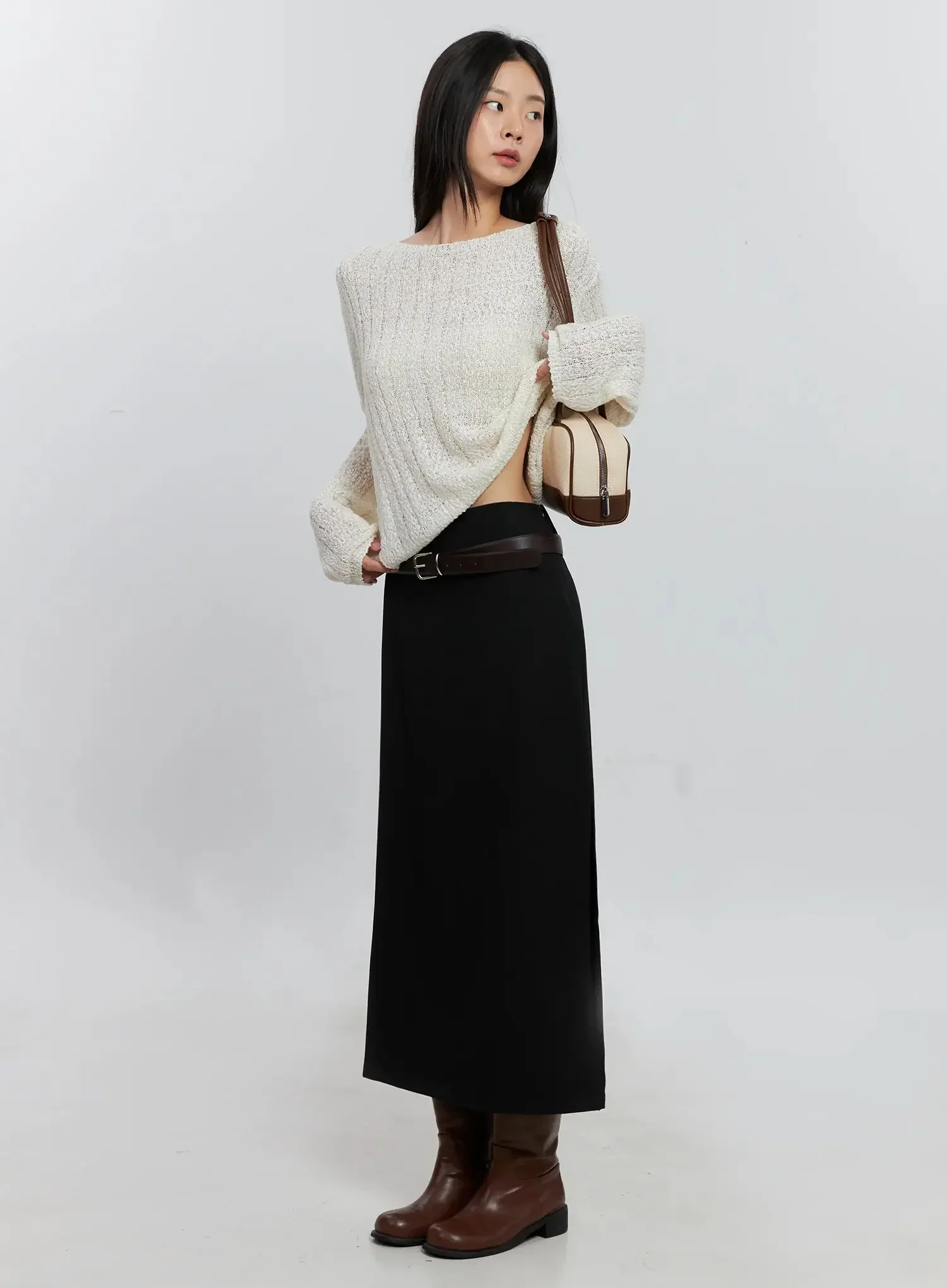 Cozy Boatneck Long Sleeve Sweater IS515