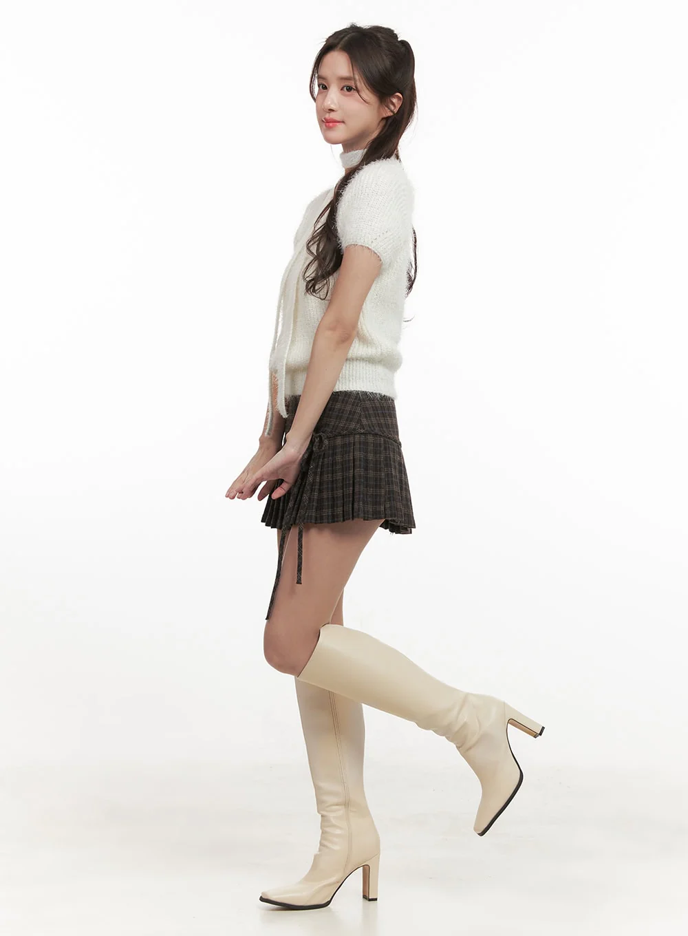 Cozy Knit Short-Sleeve Sweater with Scarf CJ514 - Image 6