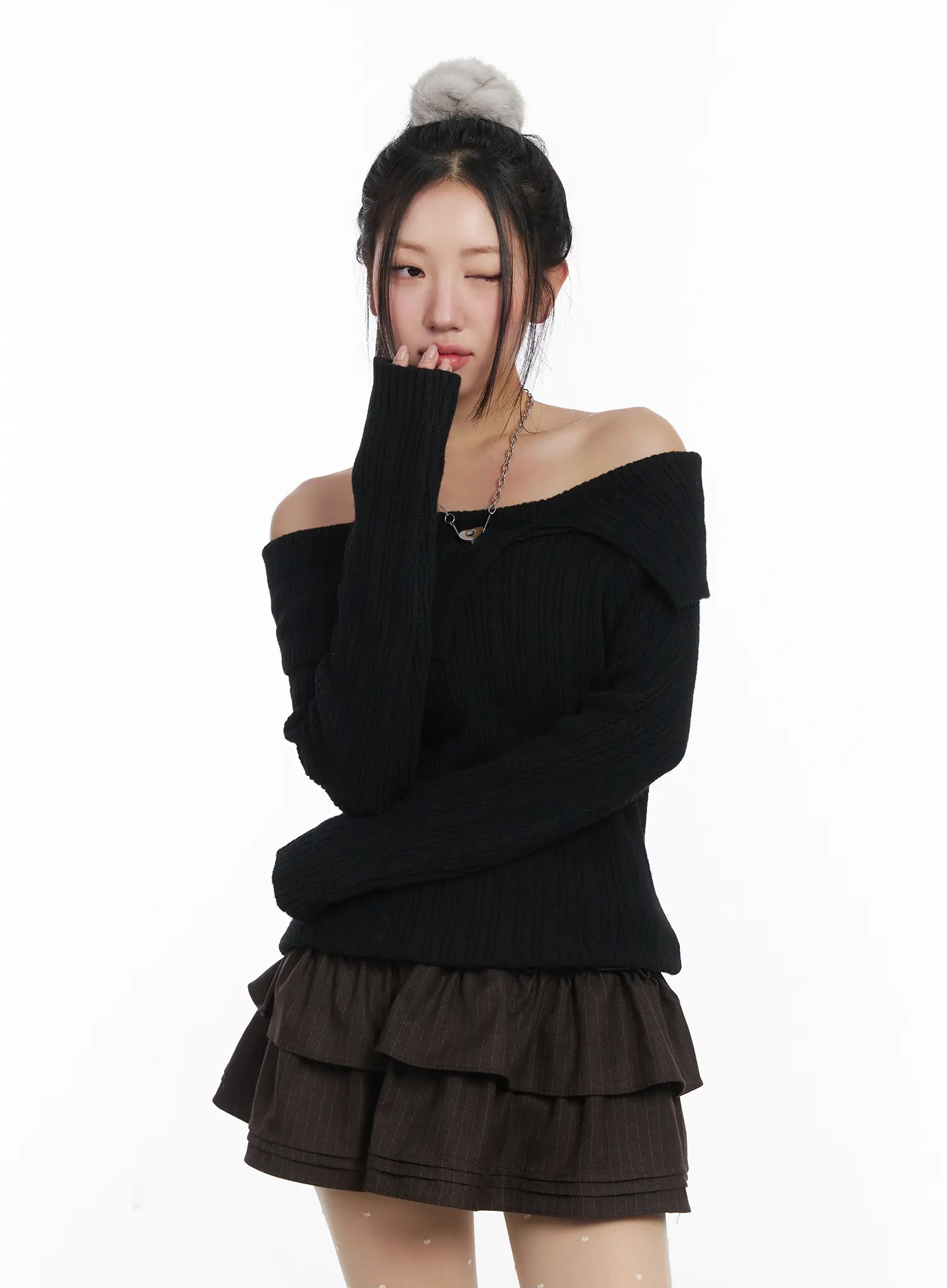 Cozy Ribbed Relaxed Neck Knit Top CD530 - Image 11