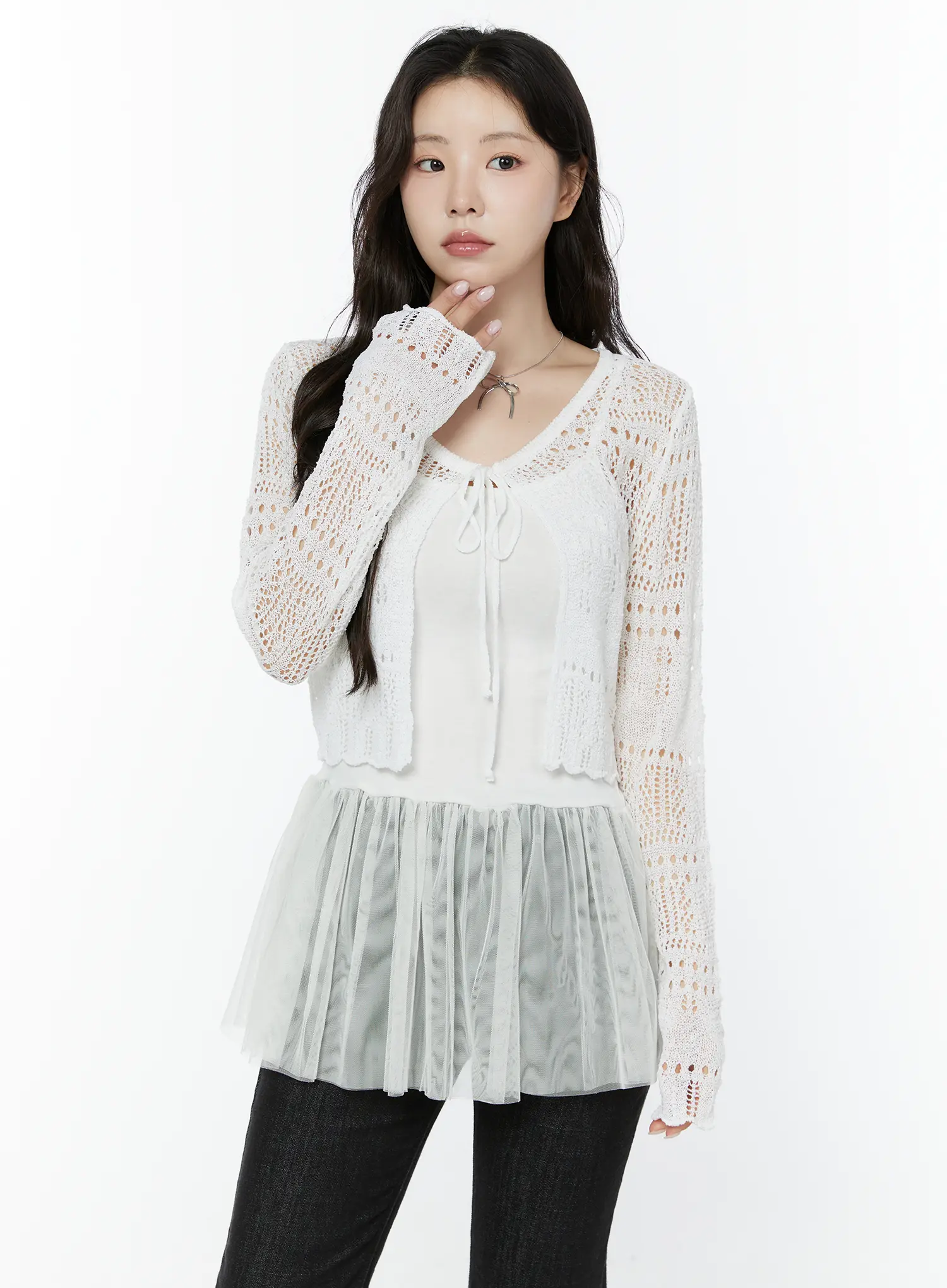 Crochet Tie-Front Cardigan IY511 - Image 10