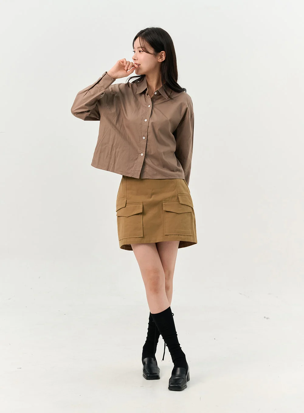 Crop Buttoned Blouse OO325 - Image 3