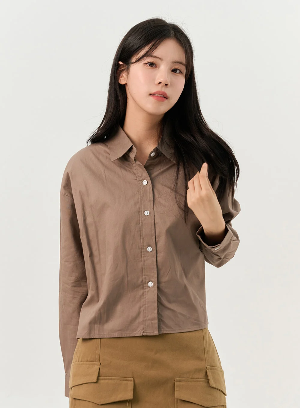Crop Buttoned Blouse OO325 - Image 4